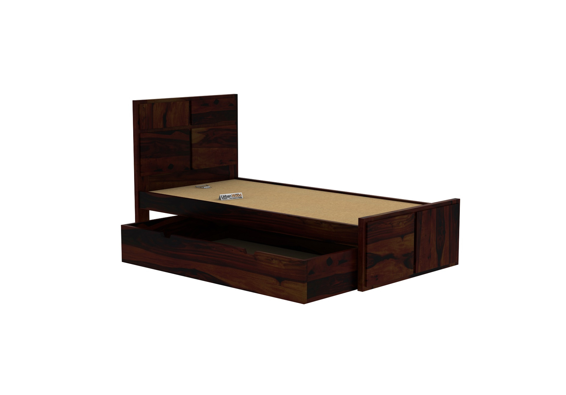 Bedswind Single Bed With Drawer Storage ( Walnut Finish )