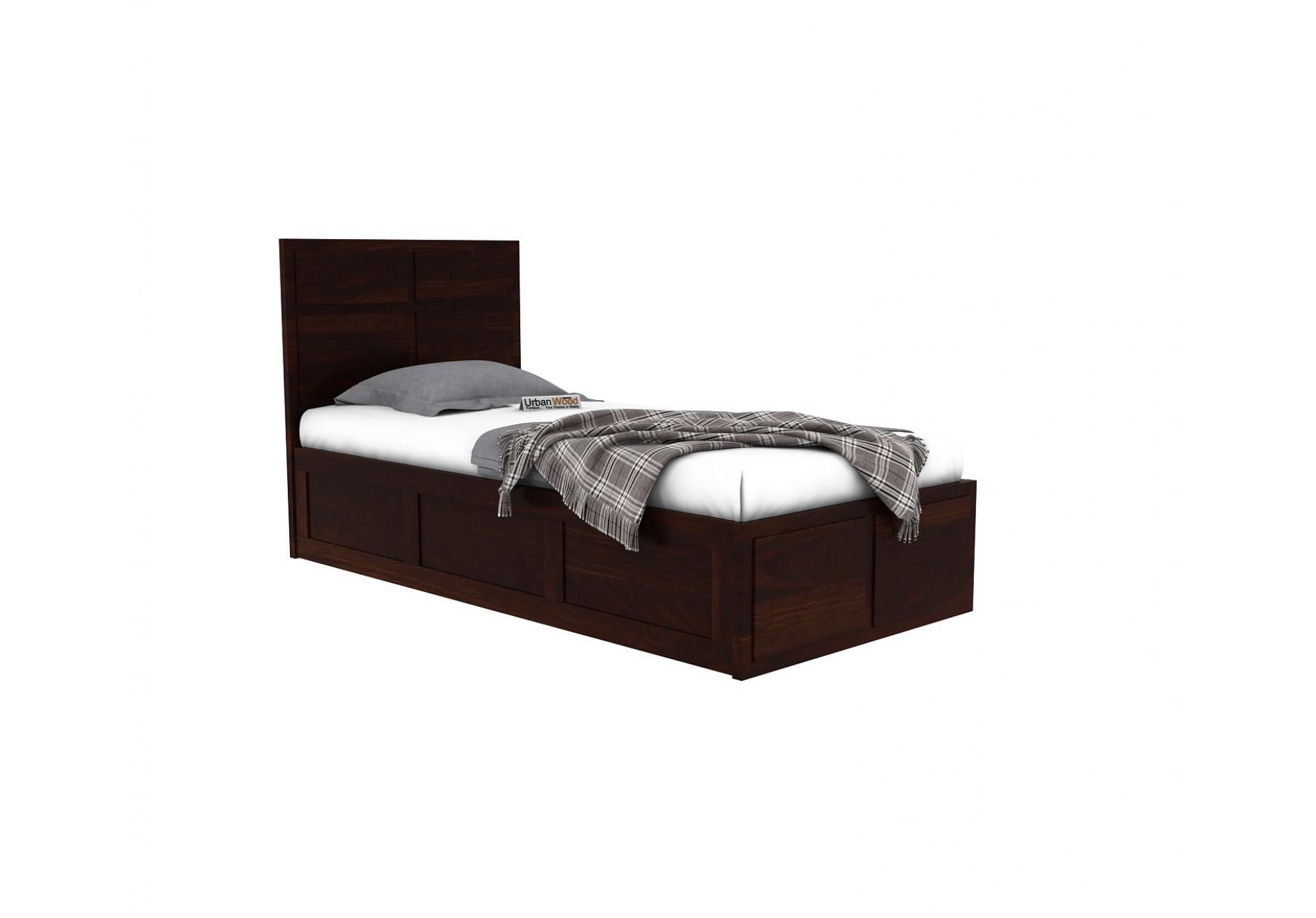 Bedswind Single Bed With Storage ( Walnut Finish )