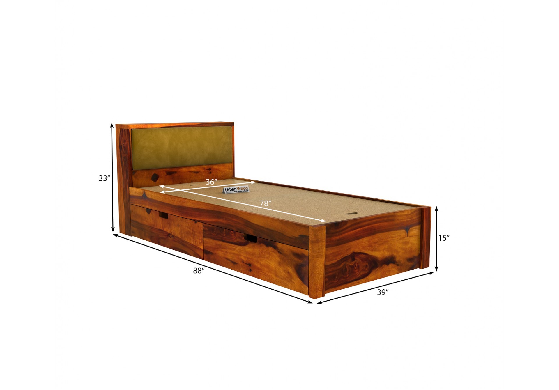 Laverock Single Bed With Storage ( Honey Finish )