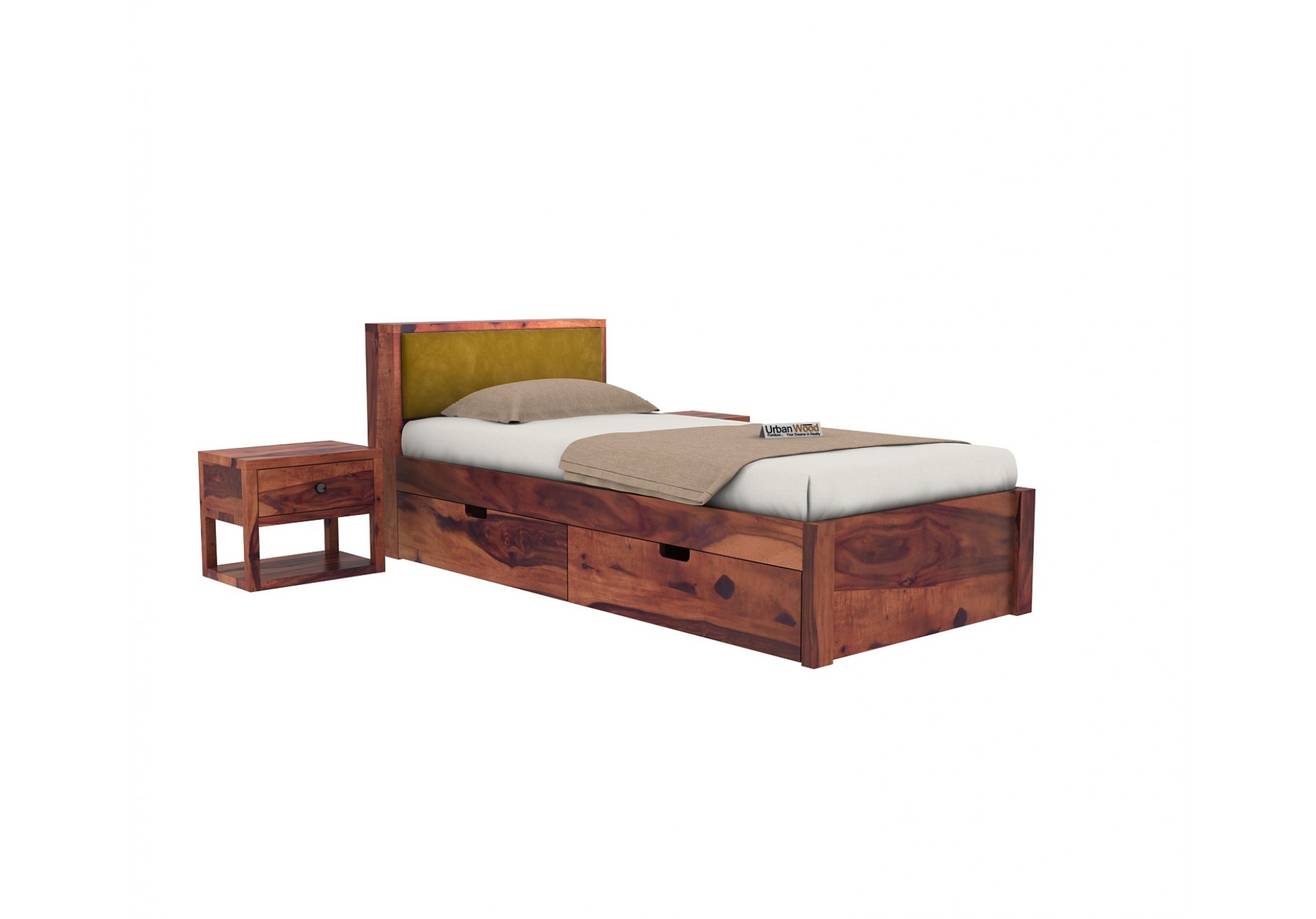 Laverock Single Bed With Storage ( Teak Finish )