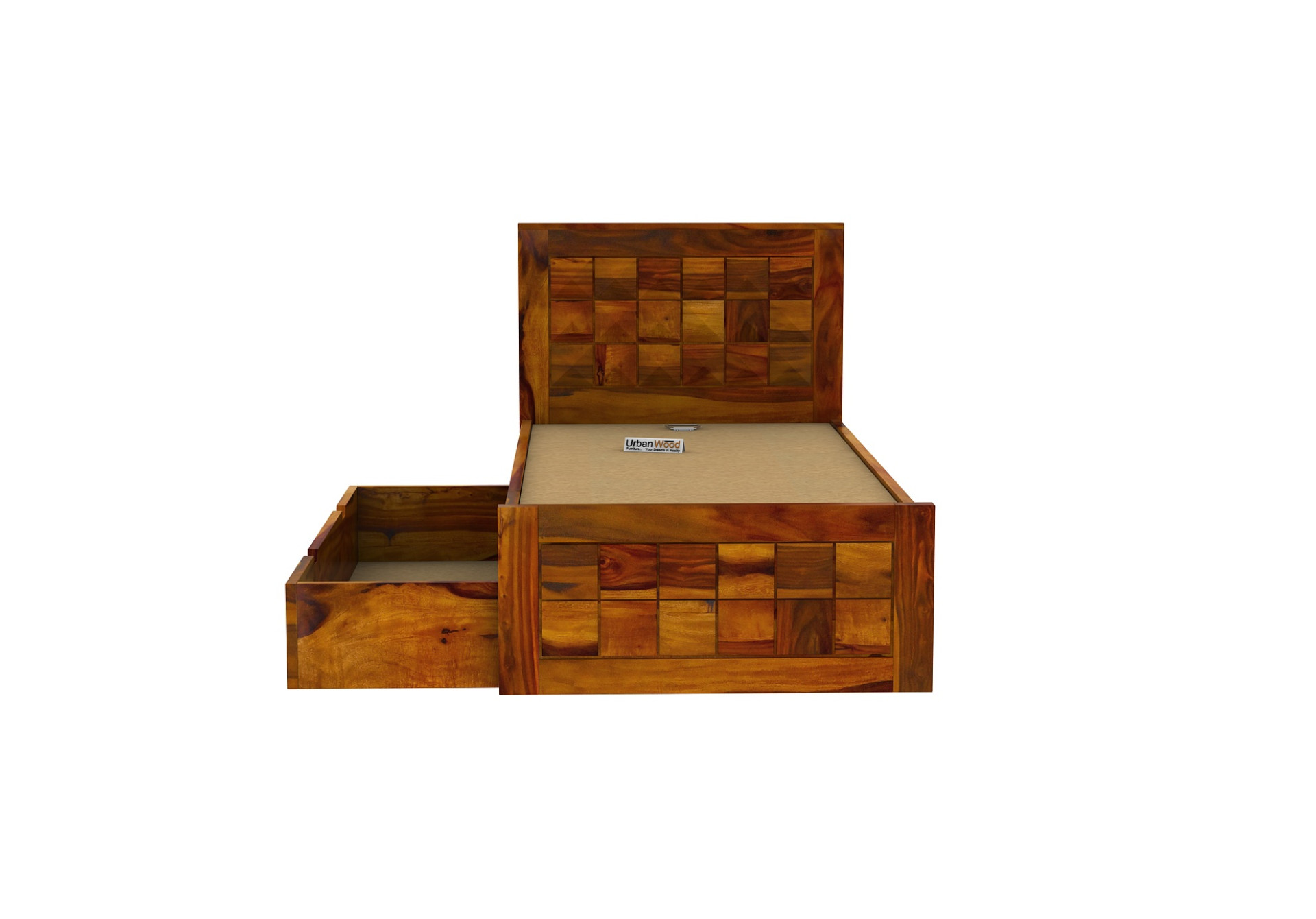 Morgana Single Bed With Drawer Storage ( Honey Finish )