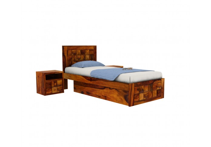 Morgana Single Bed With Storage ( Honey Finish )