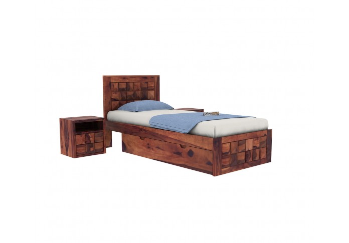 Morgana Single Bed With Storage ( Teak Finish )