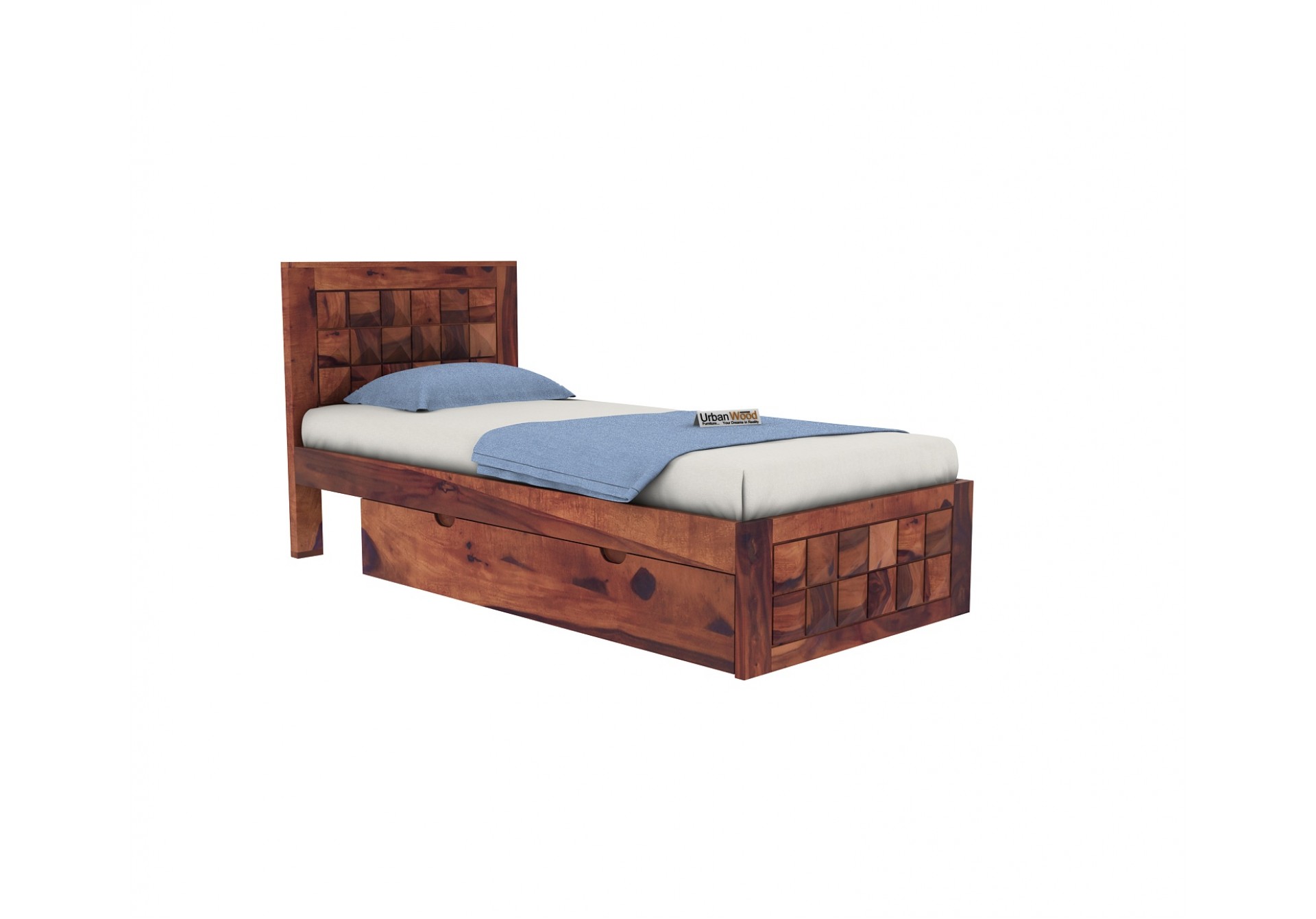 Morgana Single Bed With Storage ( Teak Finish )