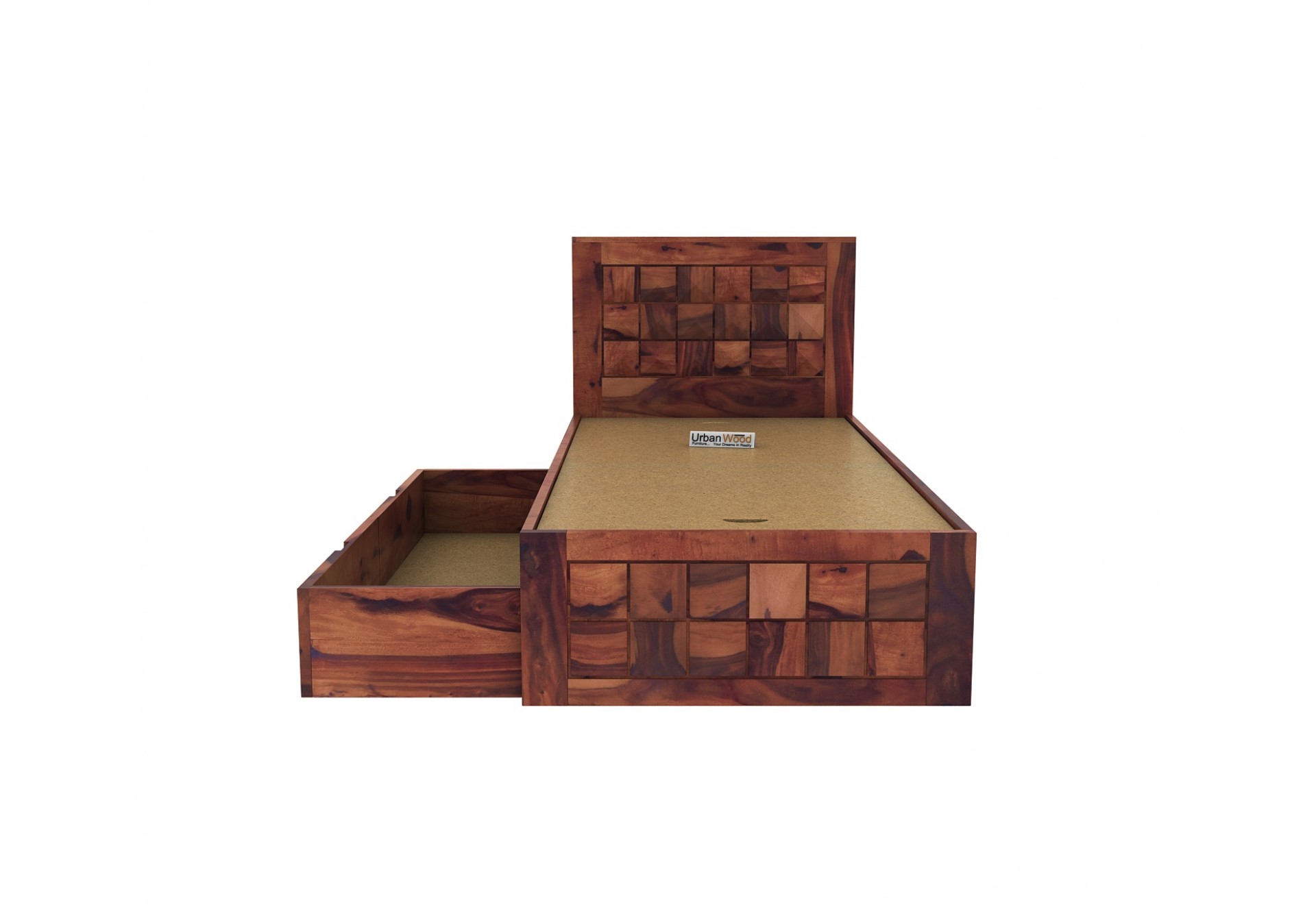 Morgana Single Bed With Drawer Storage ( Teak Finish )