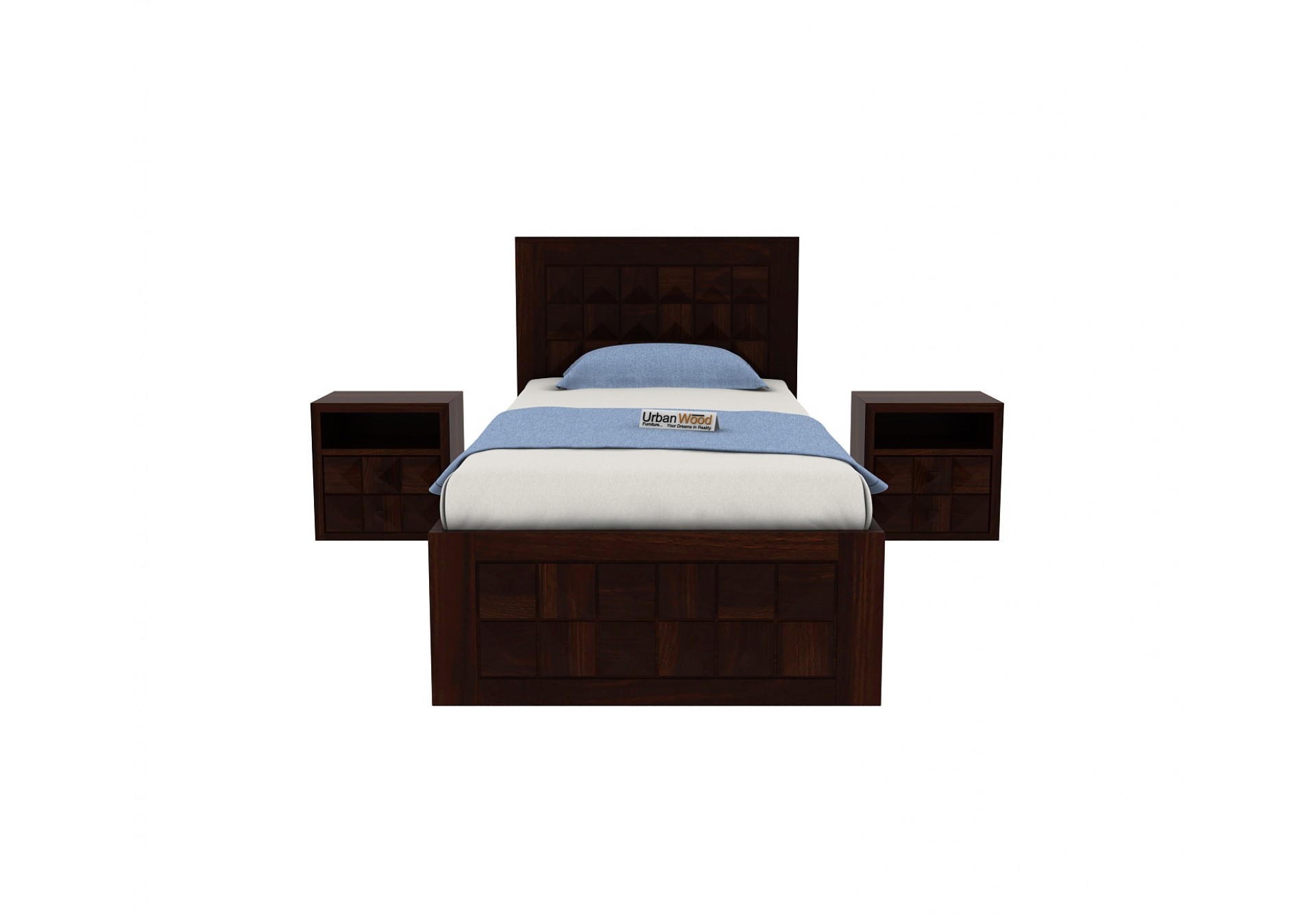 Buy Single Bed With Storage (Walnut Finish) Online India Urbanwood