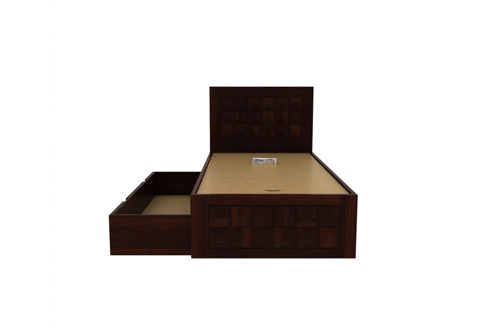 Buy Single Bed With Storage (Walnut Finish) Online India