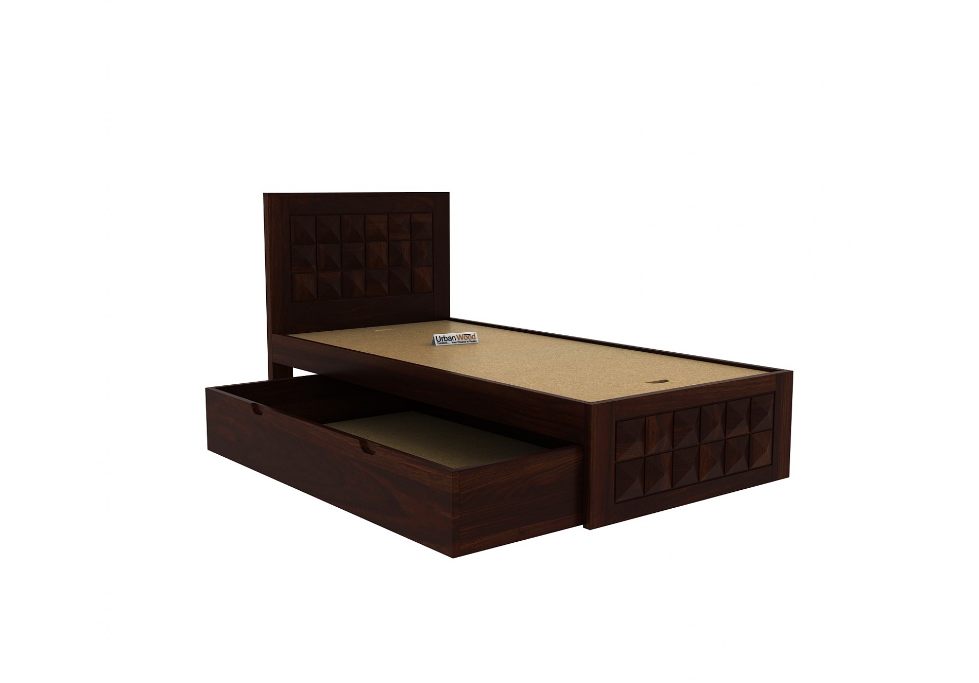 Morgana Single Bed With Storage ( Walnut Finish )