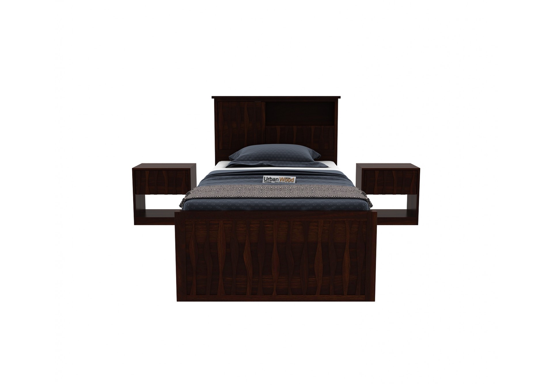 Stack Single Bed With Storage ( Walnut Finish )