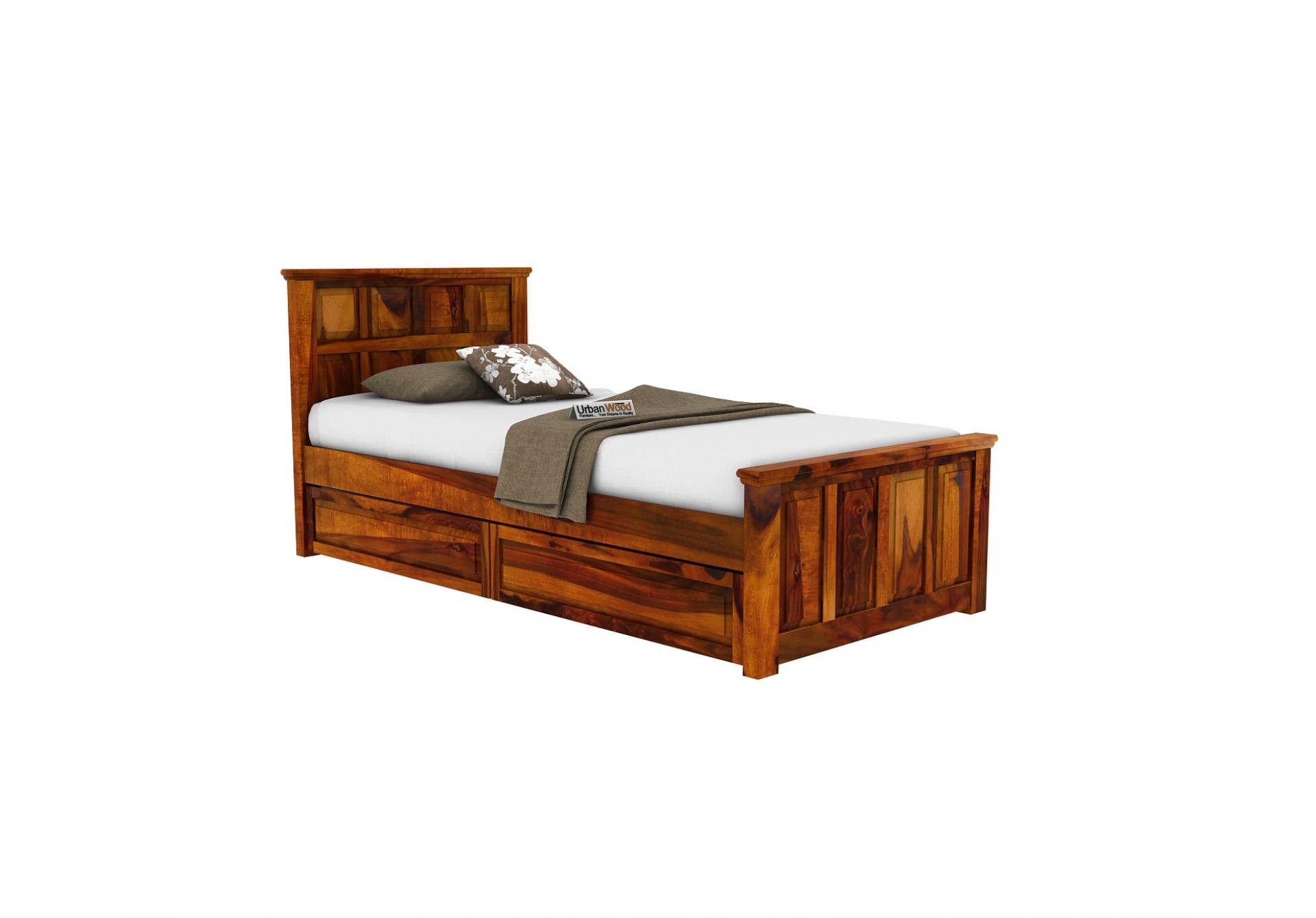 Thoms Single Bed With Storage ( Honey Finish )