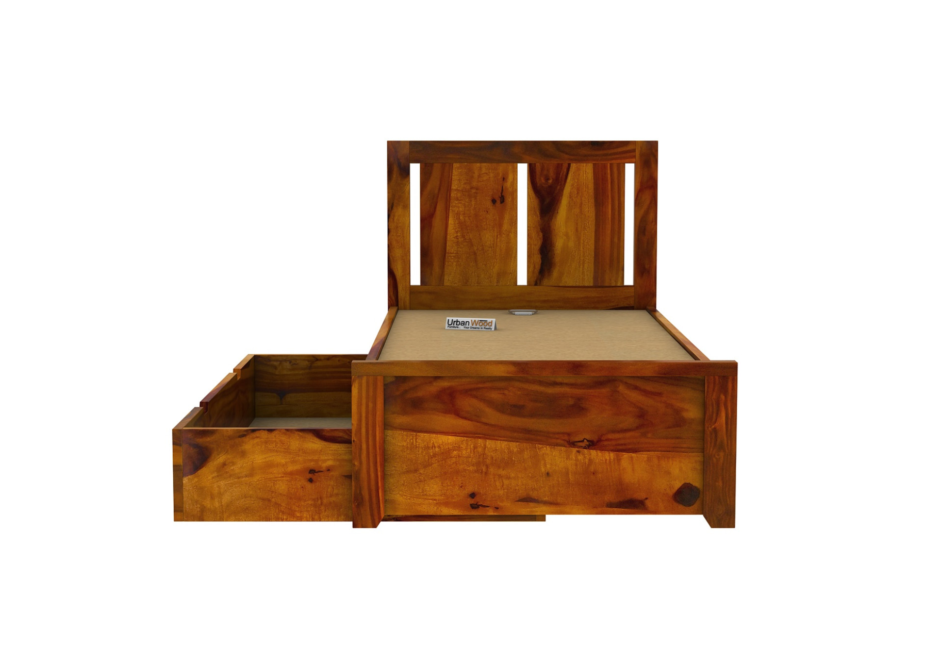 Topaz Single Bed With Drawer Storage ( Honey Finish ) 