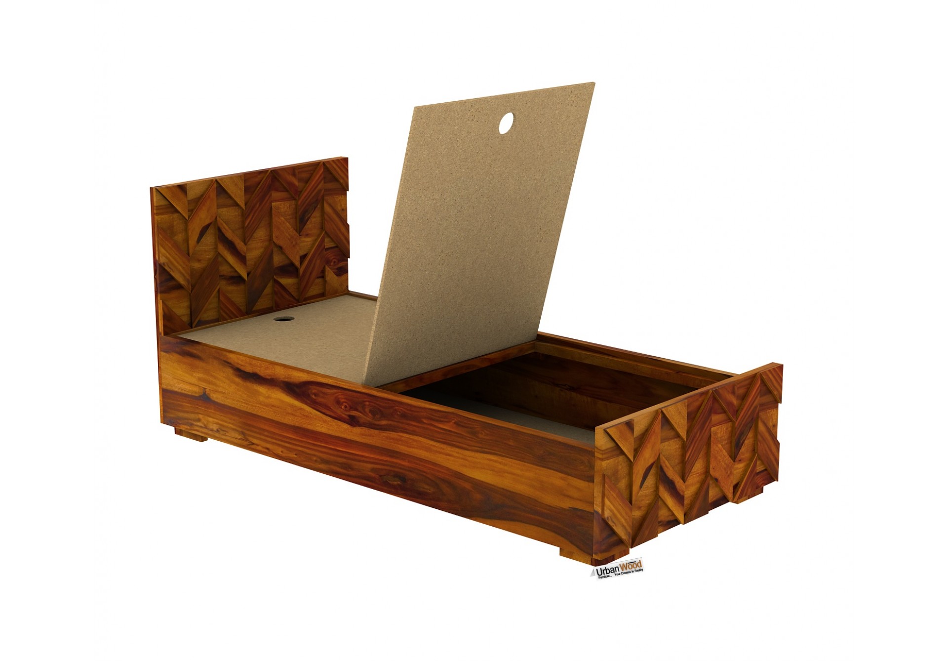Trace Box Storage Single Bed ( Honey Finish )
