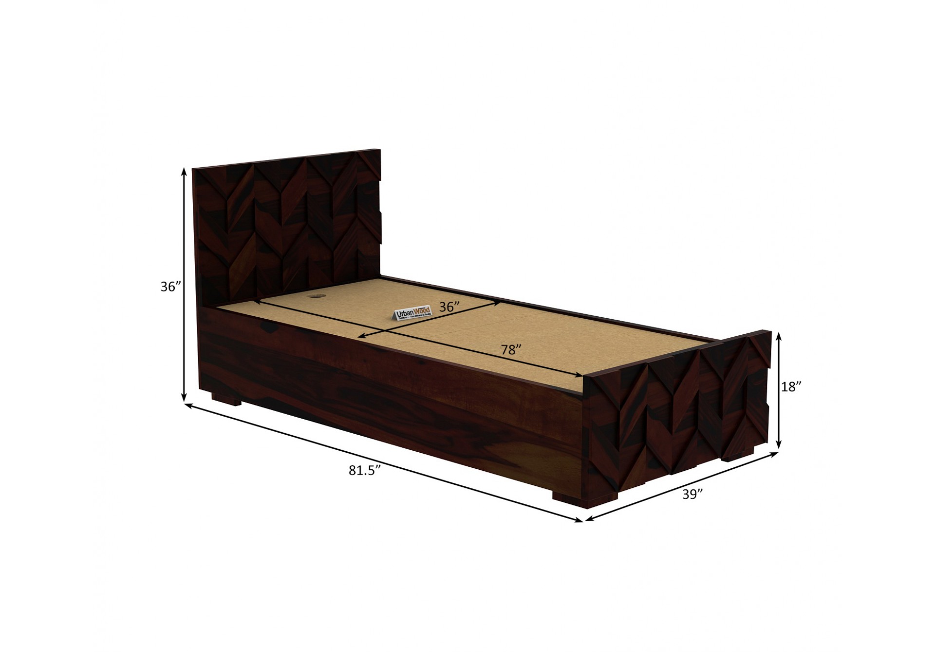 Trace Box Storage Single Bed ( Walnut Finish )