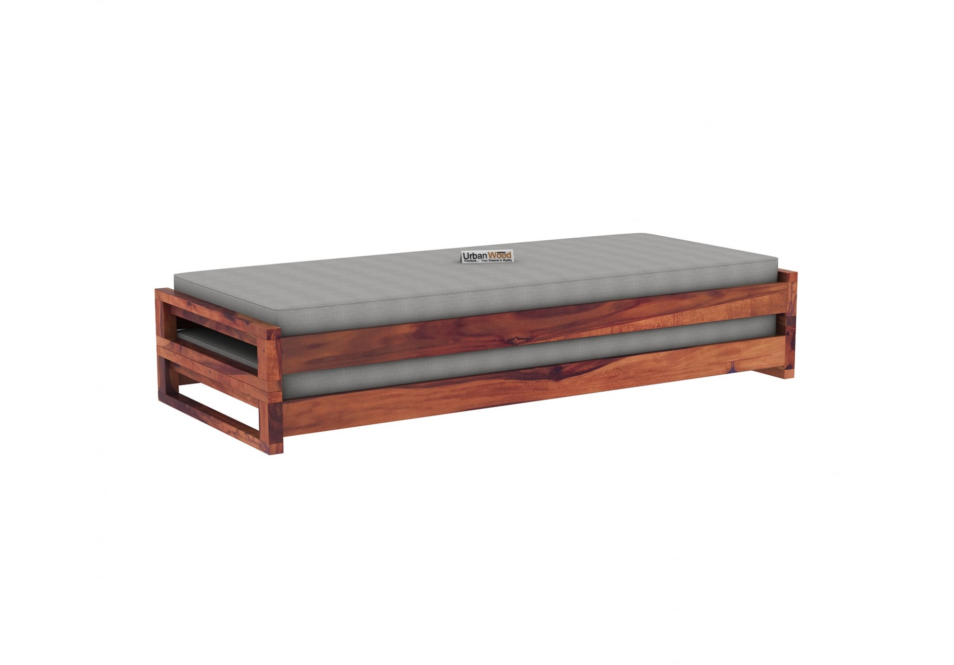 Aper Wooden Sofa Cum Bed (Teak Finish)