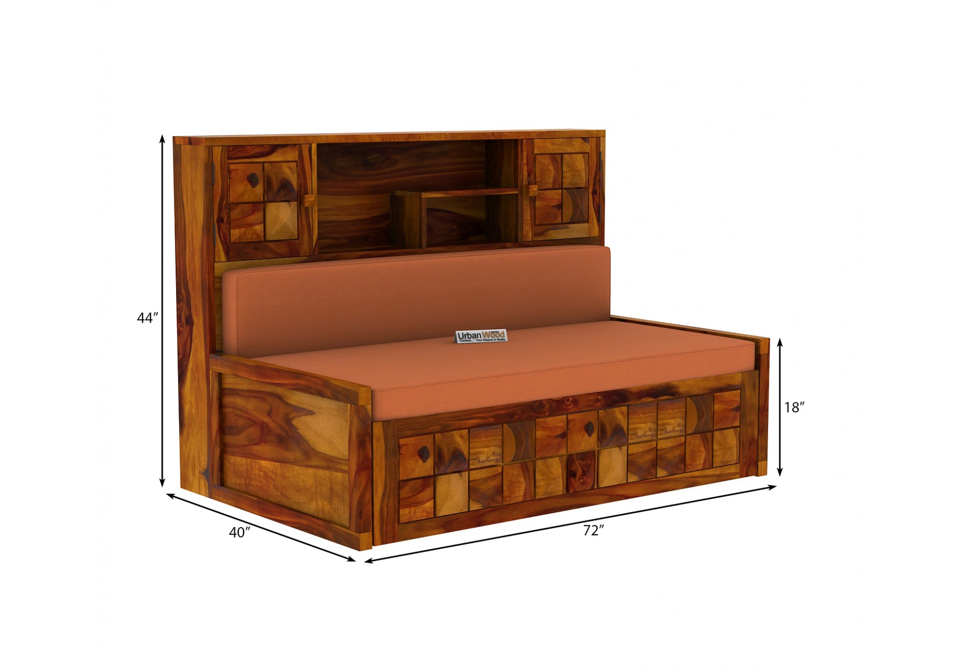 Custom Morgana Sofa Cum Beds With Storage ( Honey Finish )
