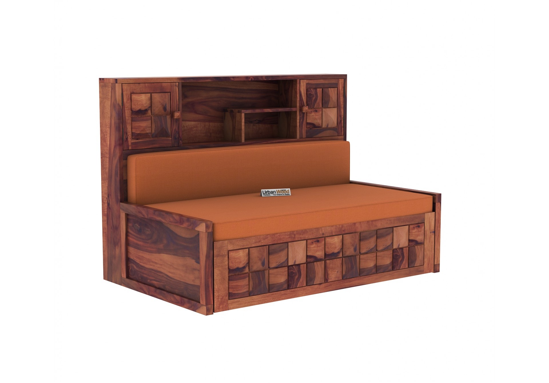 Morgana Sofa Cum Bed With Storage ( Teak Finish )