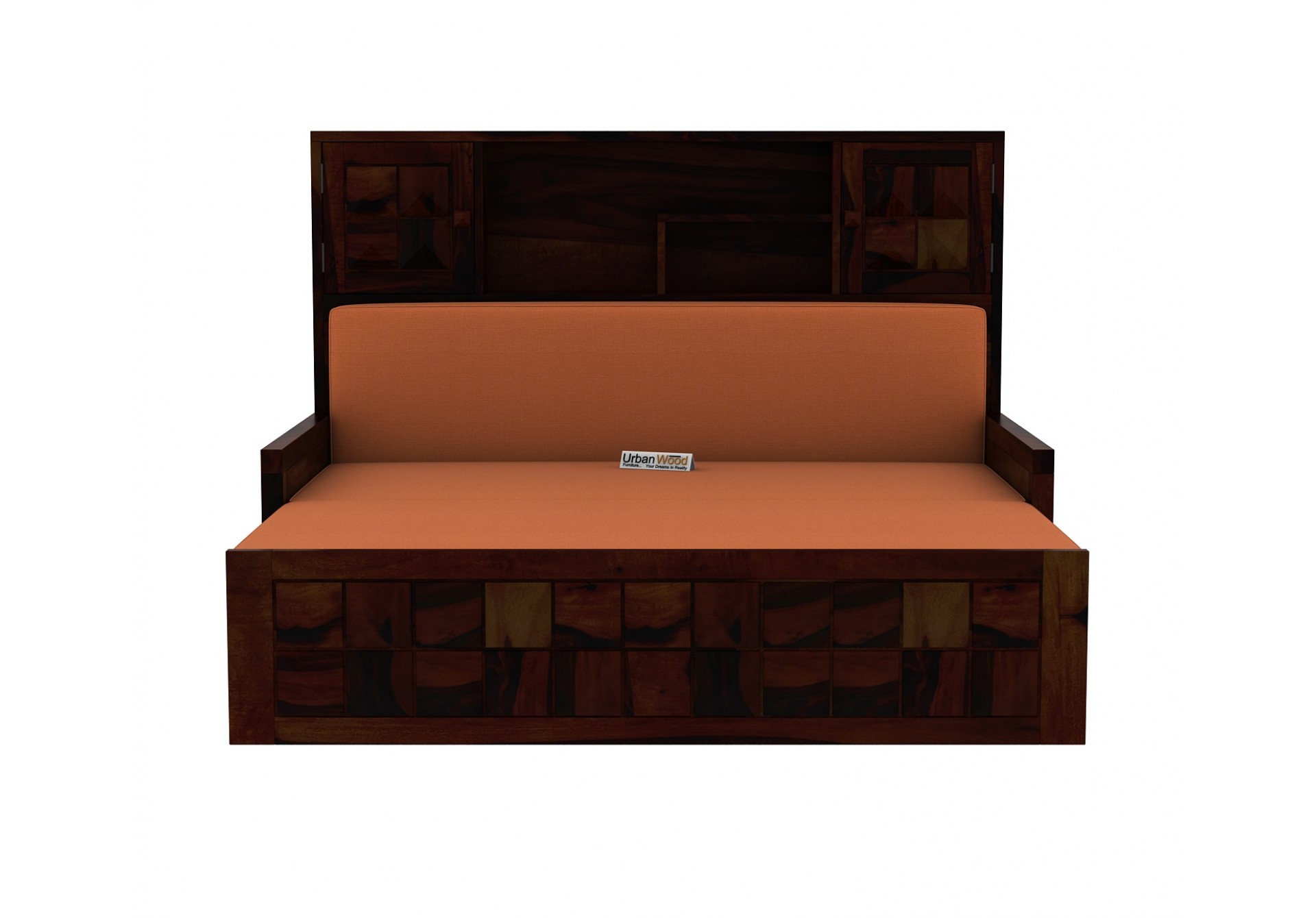 Morgana Sofa Cum Bed With Storage ( Walnut Finish )