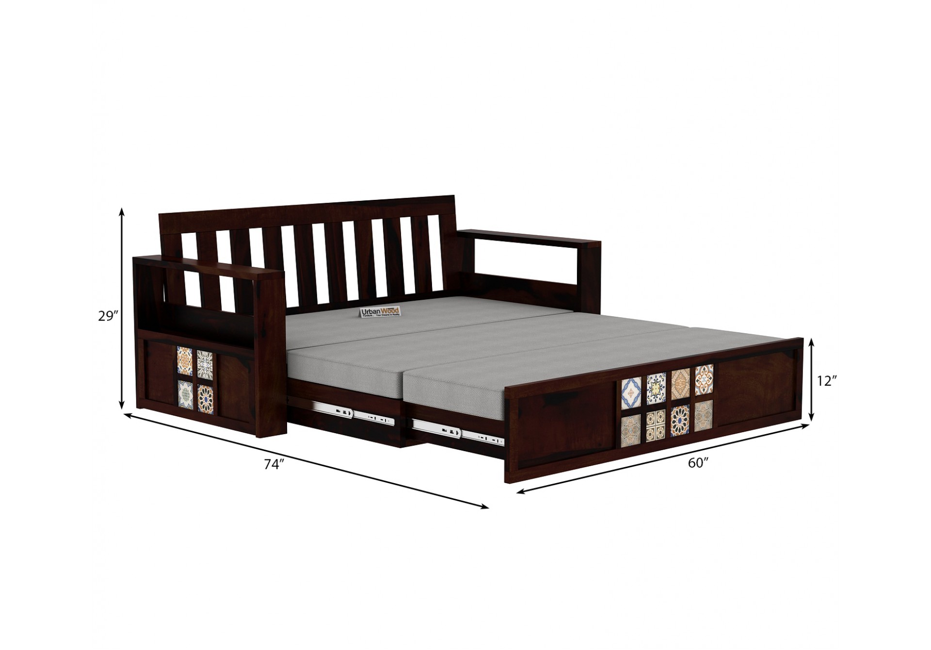 Relay Ceramic Tile Sofa Cum Bed ( Walnut Finish )
