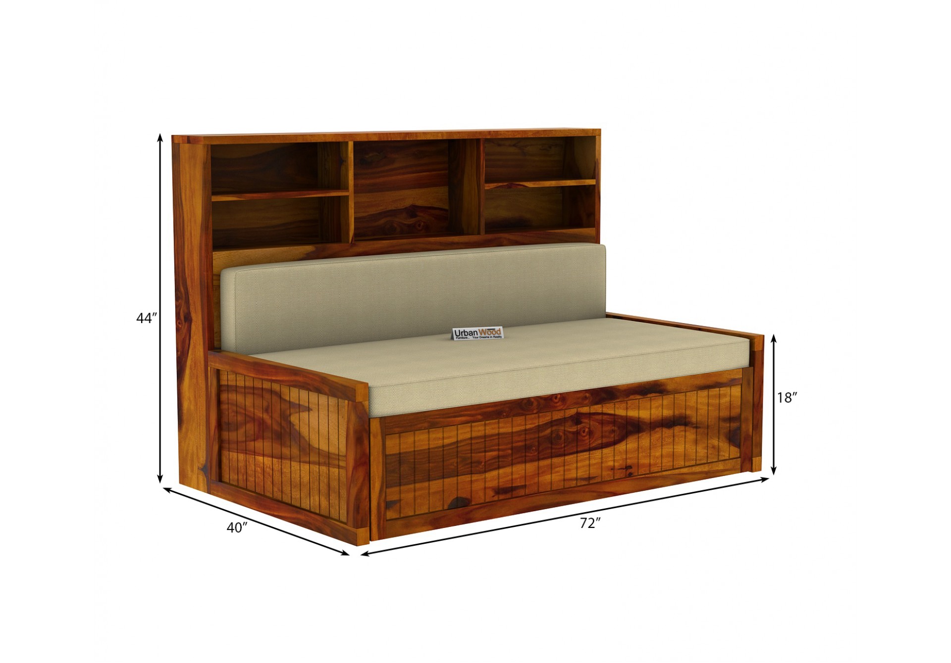 Relic Sofa Cum Bed with Storage ( Honey Finish )