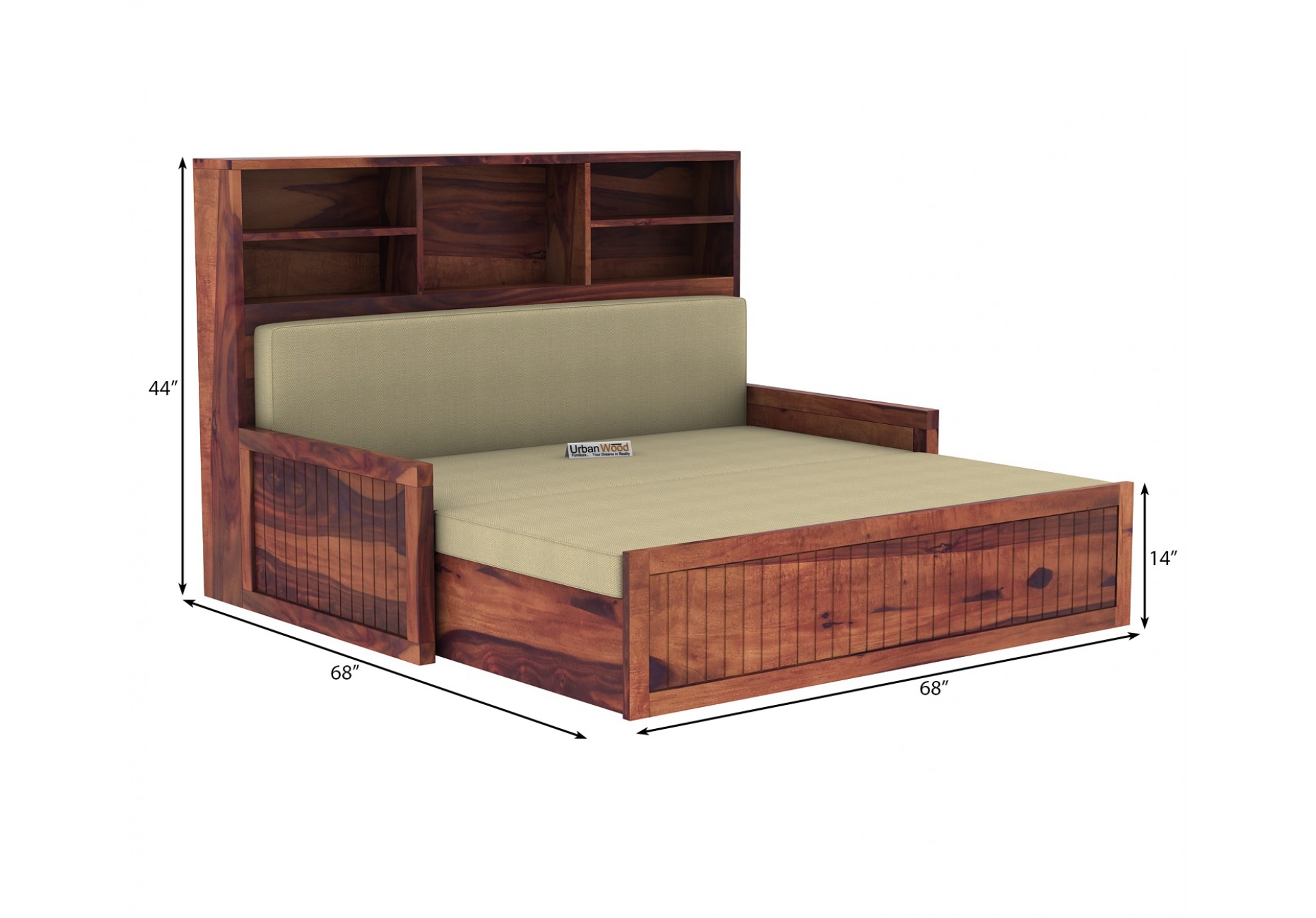 Relic Sofa Cum Bed with Storage ( Teak Finish )