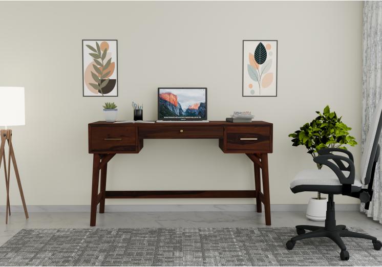 Buy Leaf Study Table (Walnut Finish) Online in India | UrbanWood