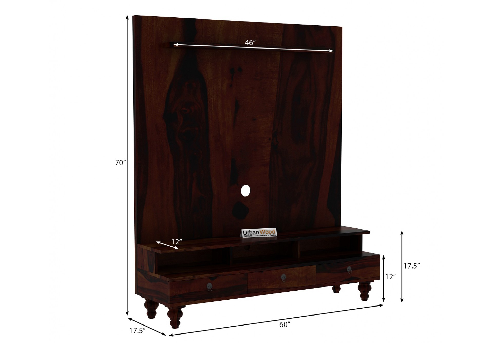 Brutt Wooden Entertainment Unit (Walnut Finish)