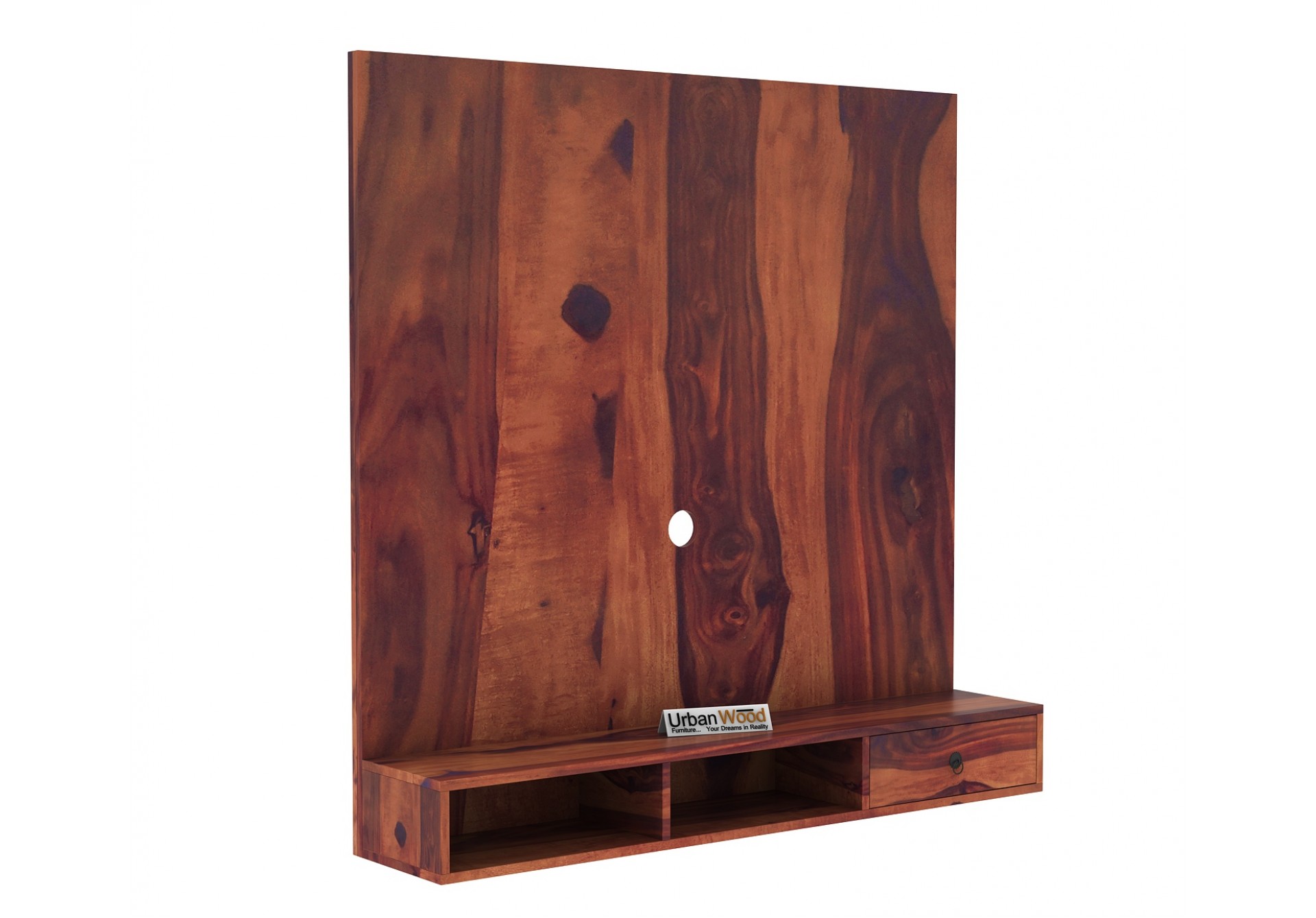 Ource Wooden Wall Mount TV Unit (Teak Finish)