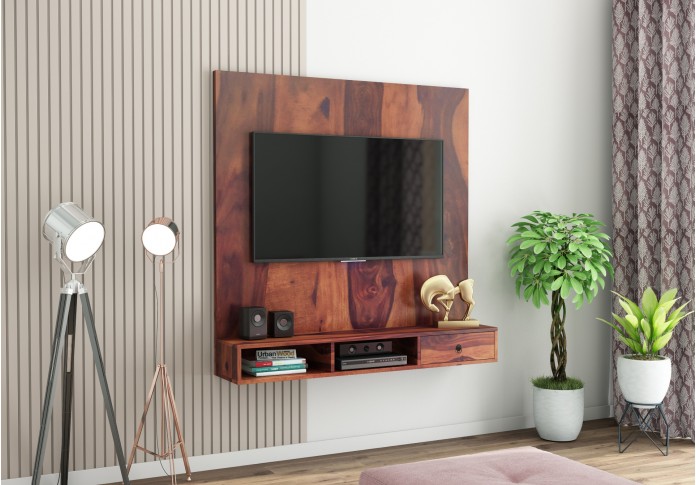 Ource Wooden Wall Mount TV Unit (Teak Finish)