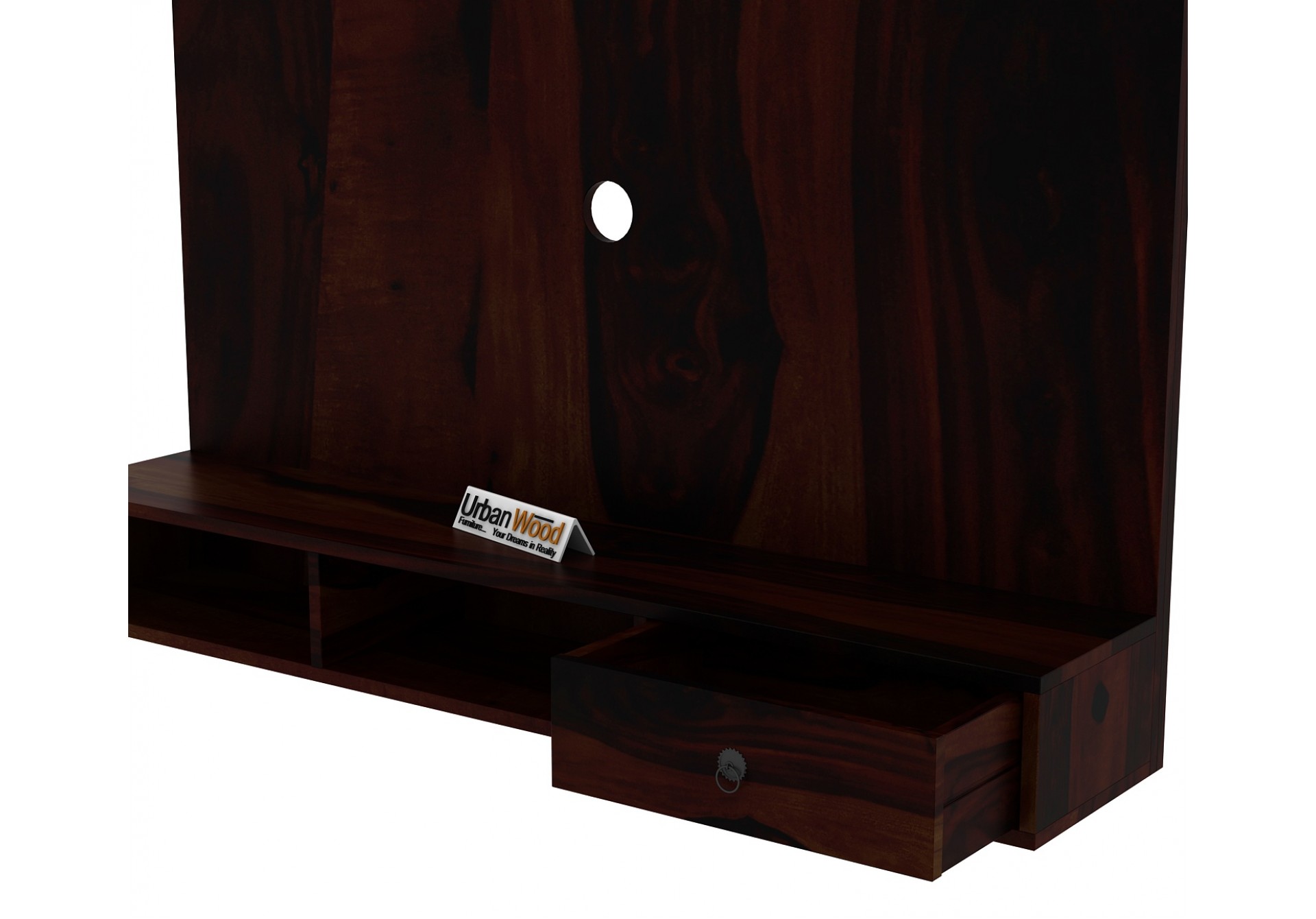 Ource Wooden Wall Mount TV Unit (Walnut Finish)