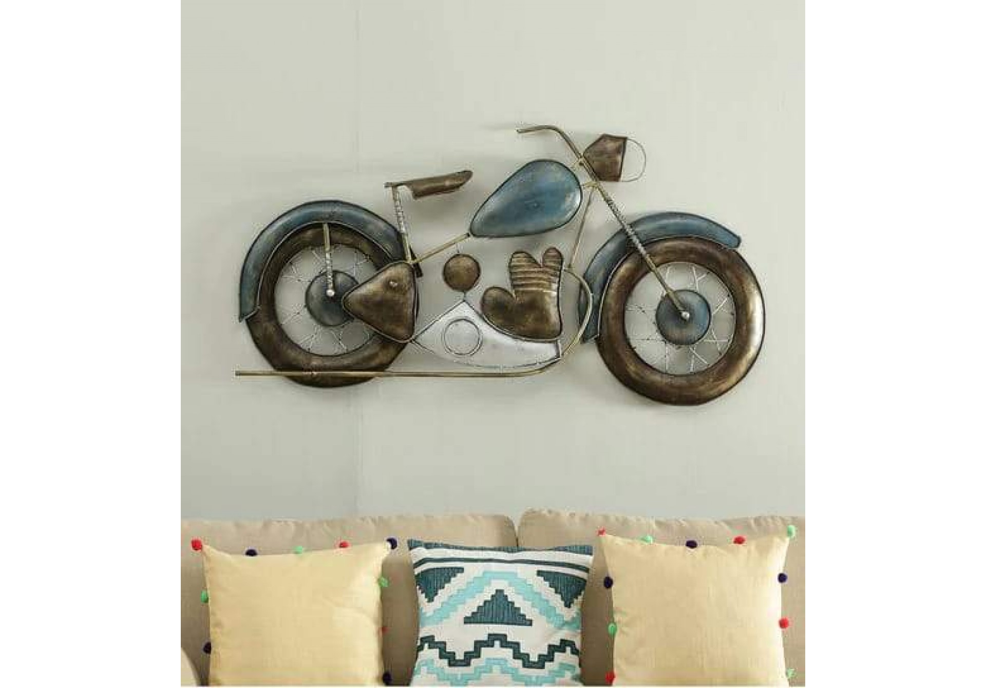 Metal Blue Bike wall Decor