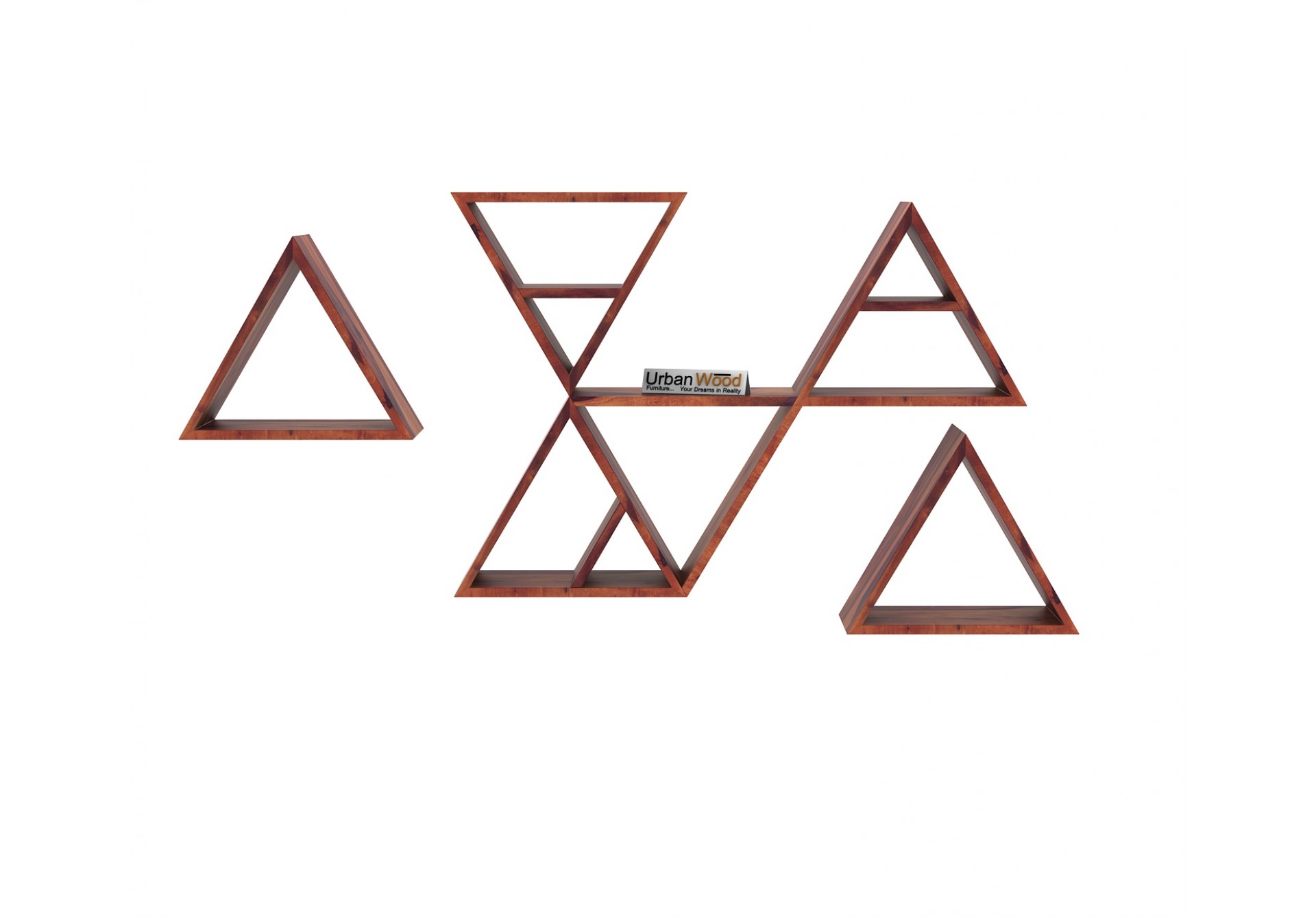 Jave Wooden Wall Shelves (Teak Finish)