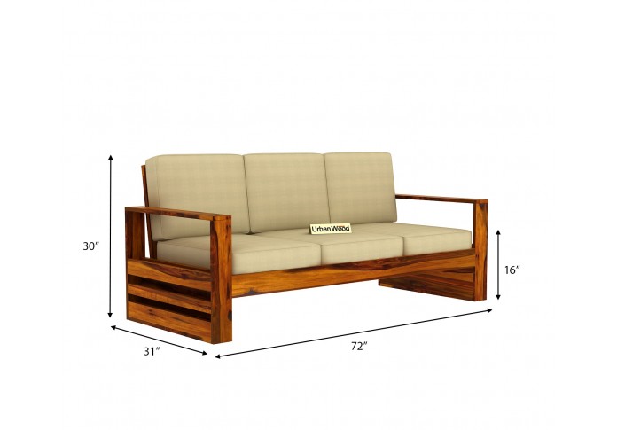 Fitbit Wooden Sofa Set (3+1+1)  Seater ( Honey Finish )