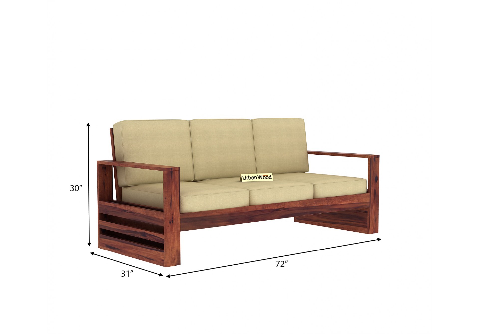 Fitbit Wooden Sofa Set (3+1+1)  Seater ( Teak Finish )