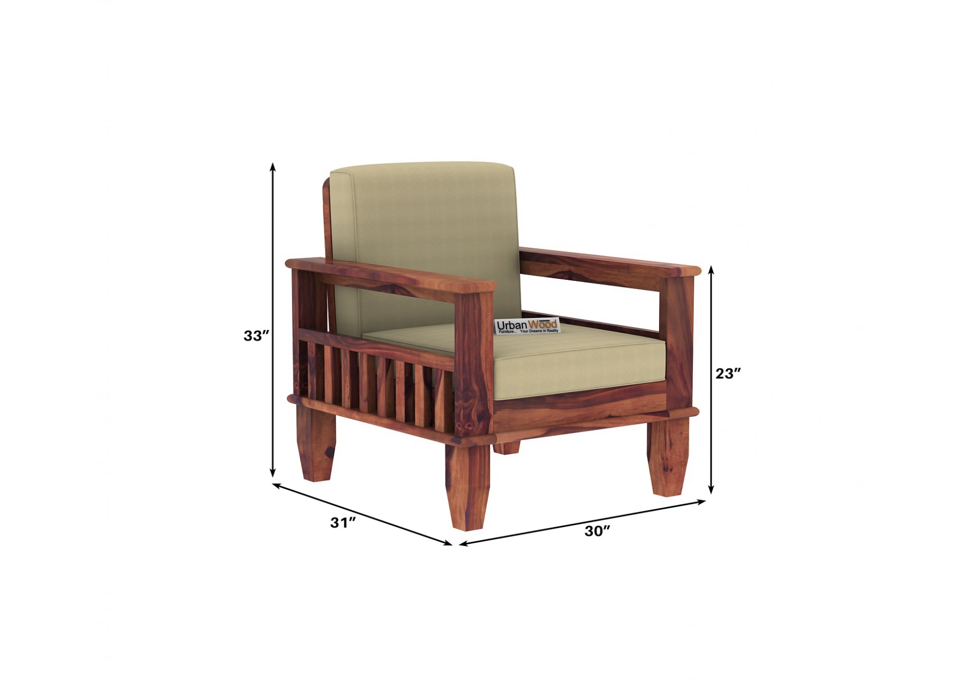 Freshlyn 1 Seater Wooden Sofa ( Teak Finish )