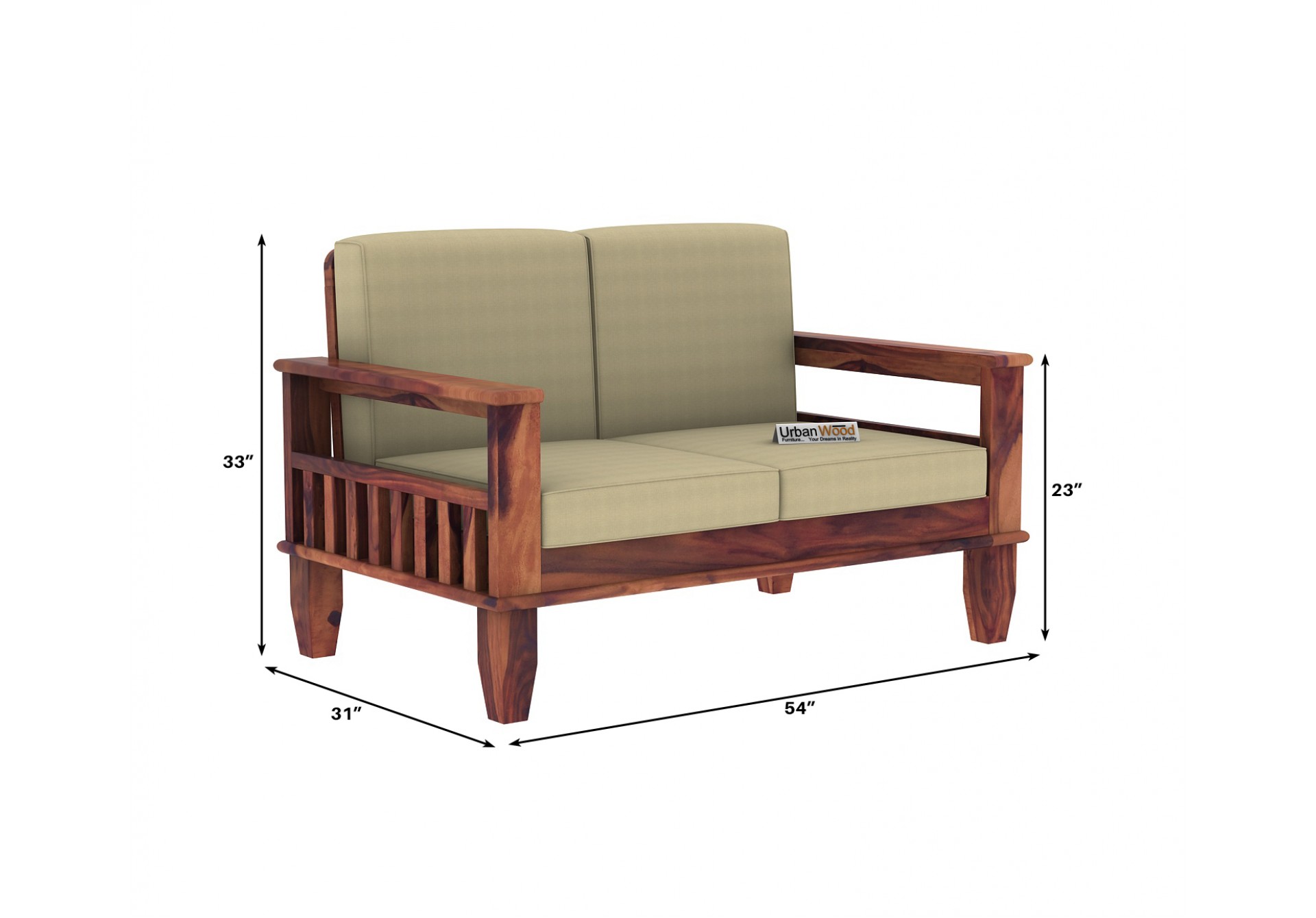 Freshlyn 2 Seater Wooden Sofa ( Teak Finish )
