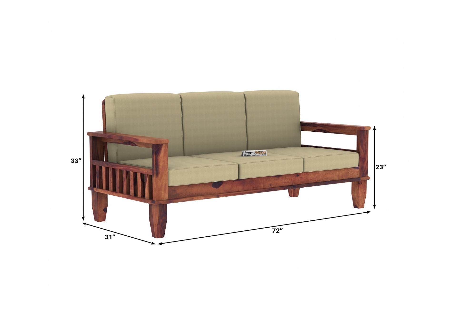Freshlyn 3 Seater Wooden Sofa ( Teak Finish )
