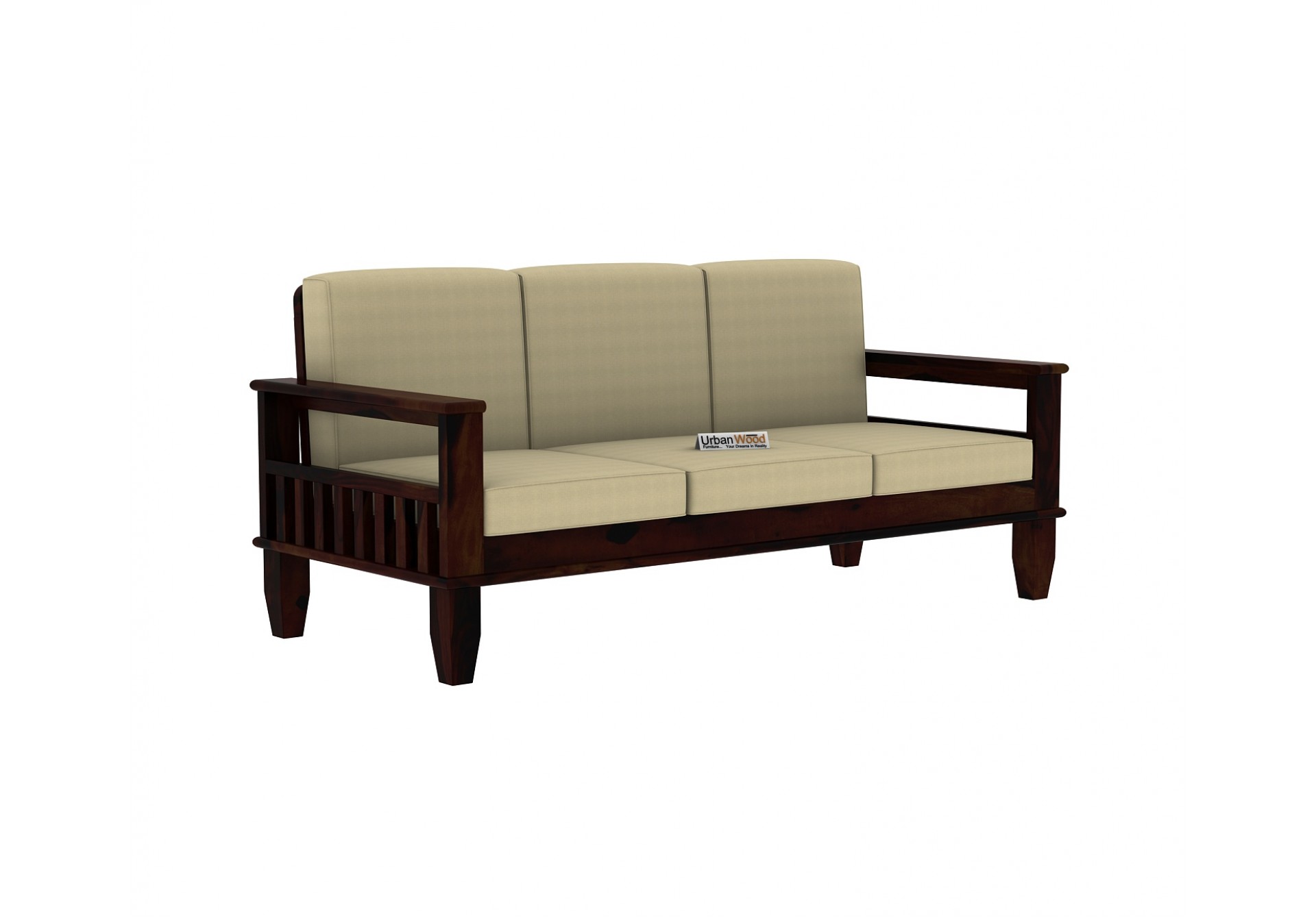 Freshlyn 3 Seater Wooden Sofa ( Walnut Finish )