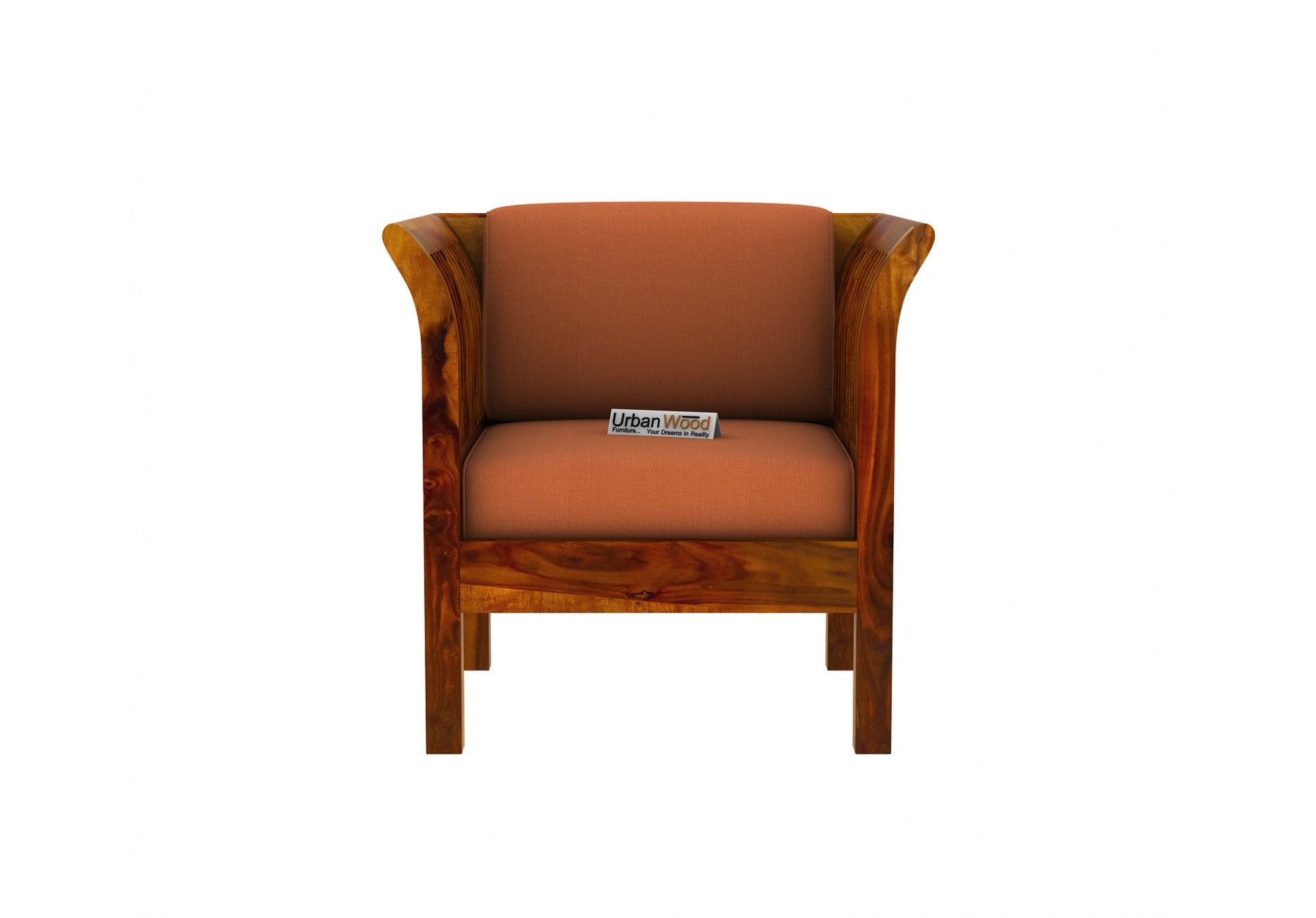 Crispin 1 Seater Wooden Sofa ( Honey Finish )
