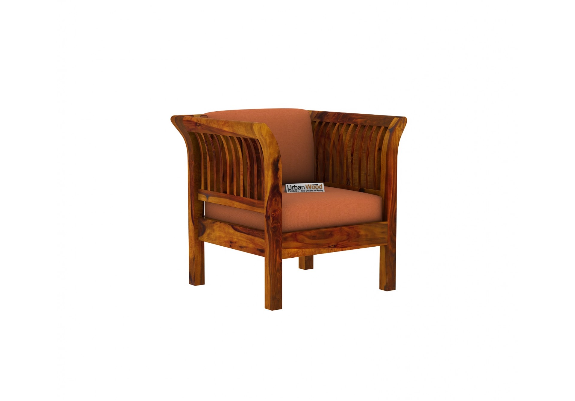 Crispin 1 Seater Wooden Sofa ( Honey Finish )