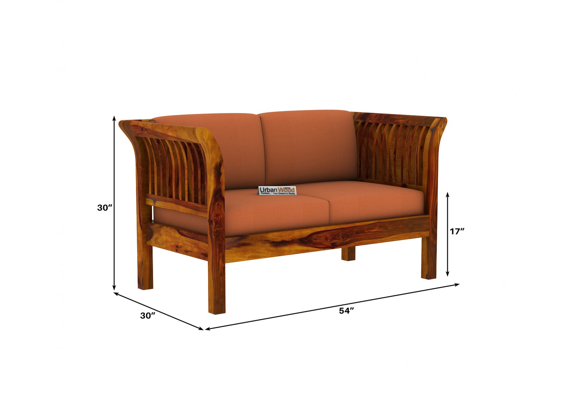 Crispin 2+1+1 Seater Wooden Sofa Set ( Honey Finish )