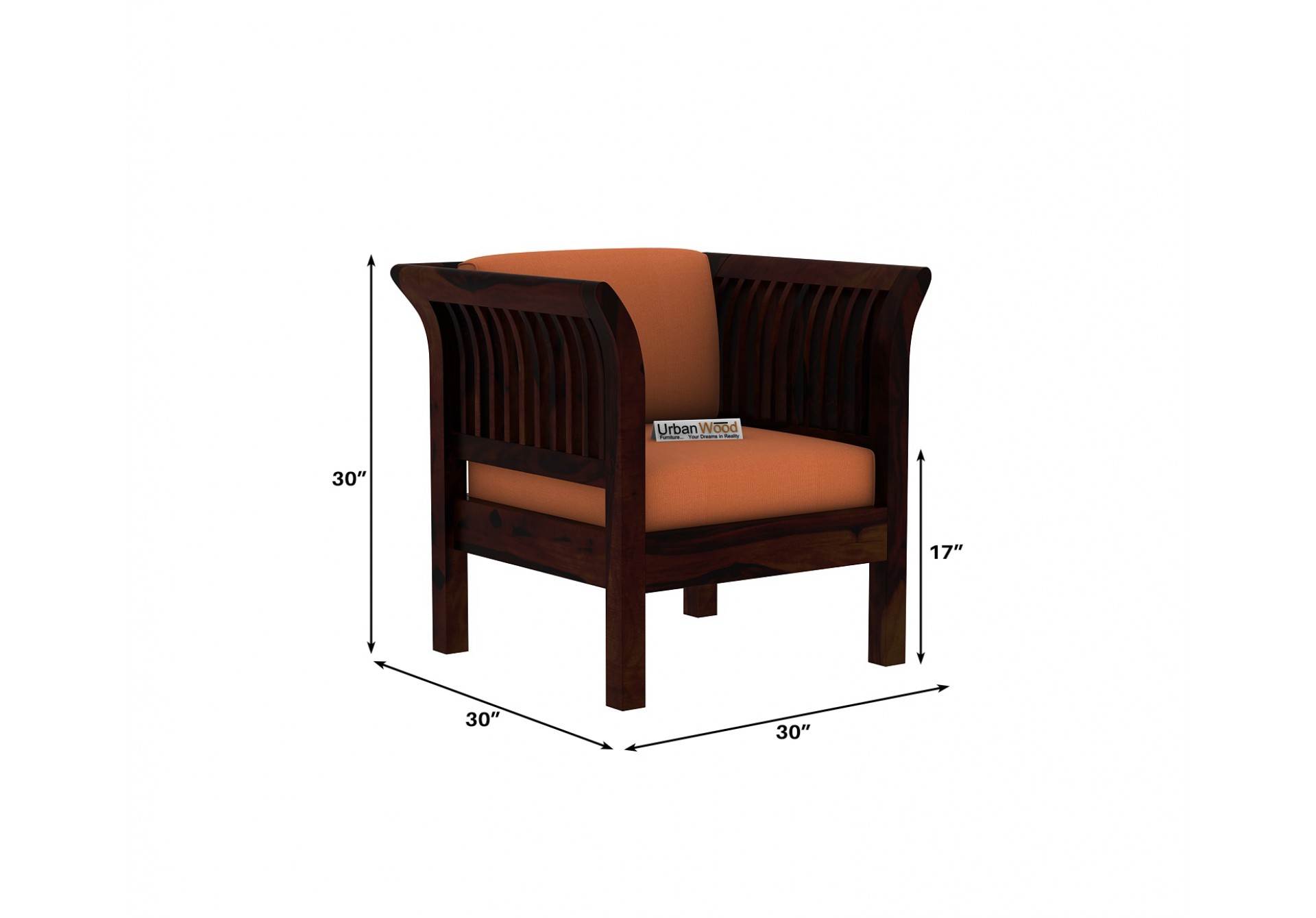 Crispin 2+1+1 Seater Wooden Sofa Set ( Walnut Finish )
