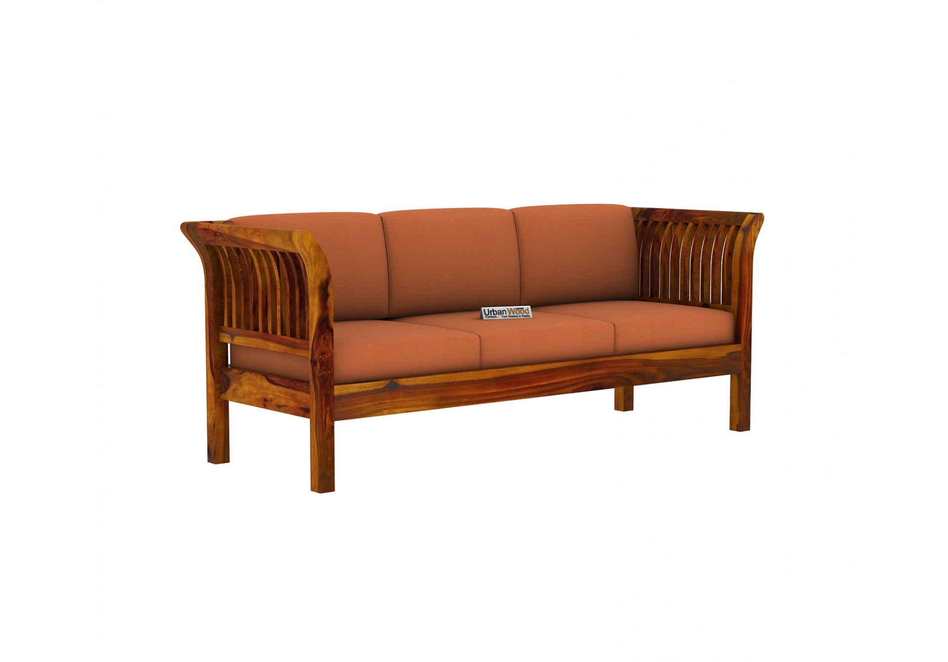Crispin 3 Seater Wooden Sofa ( Honey Finish )