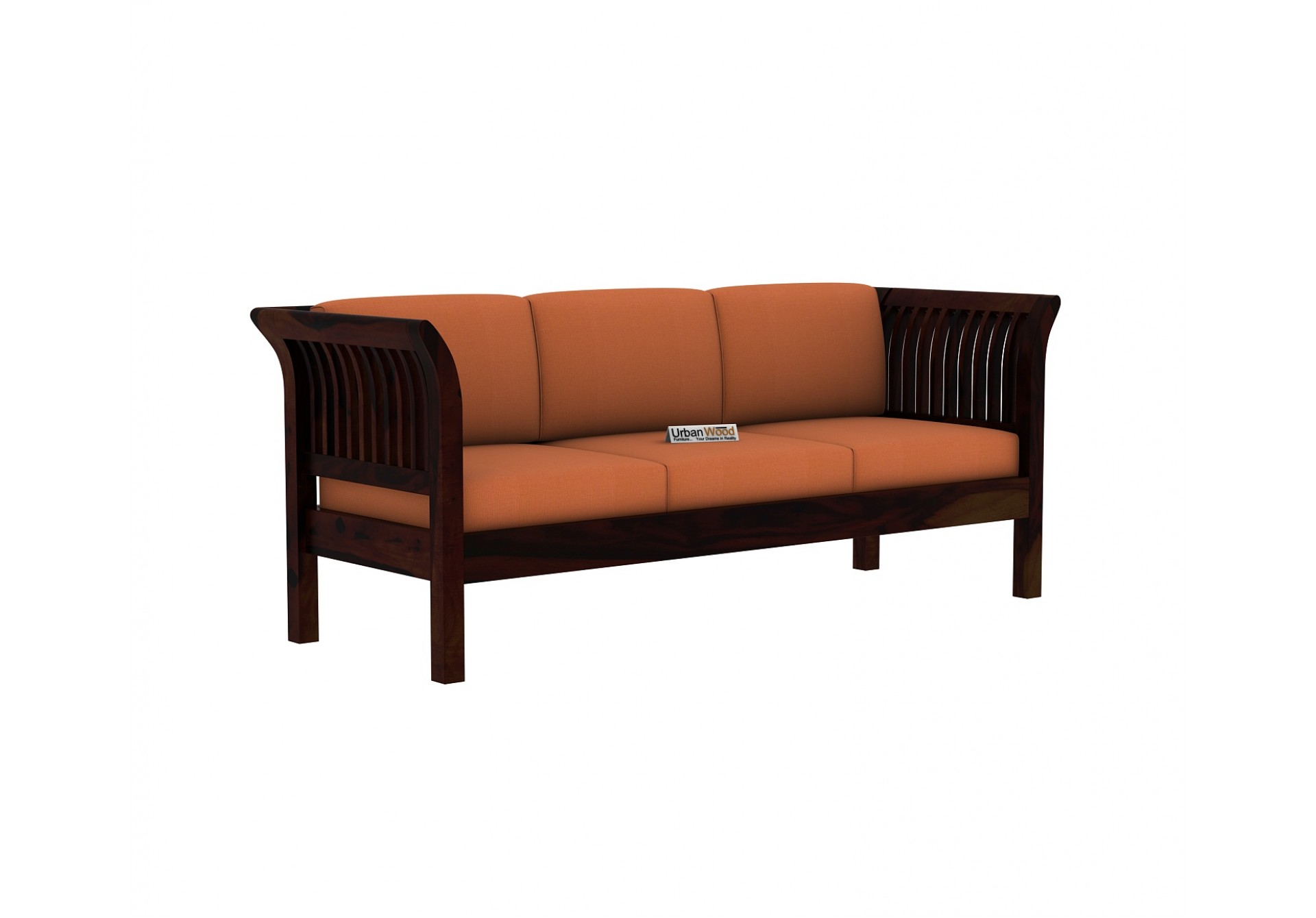 Crispin 3 Seater Wooden Sofa ( Walnut Finish )
