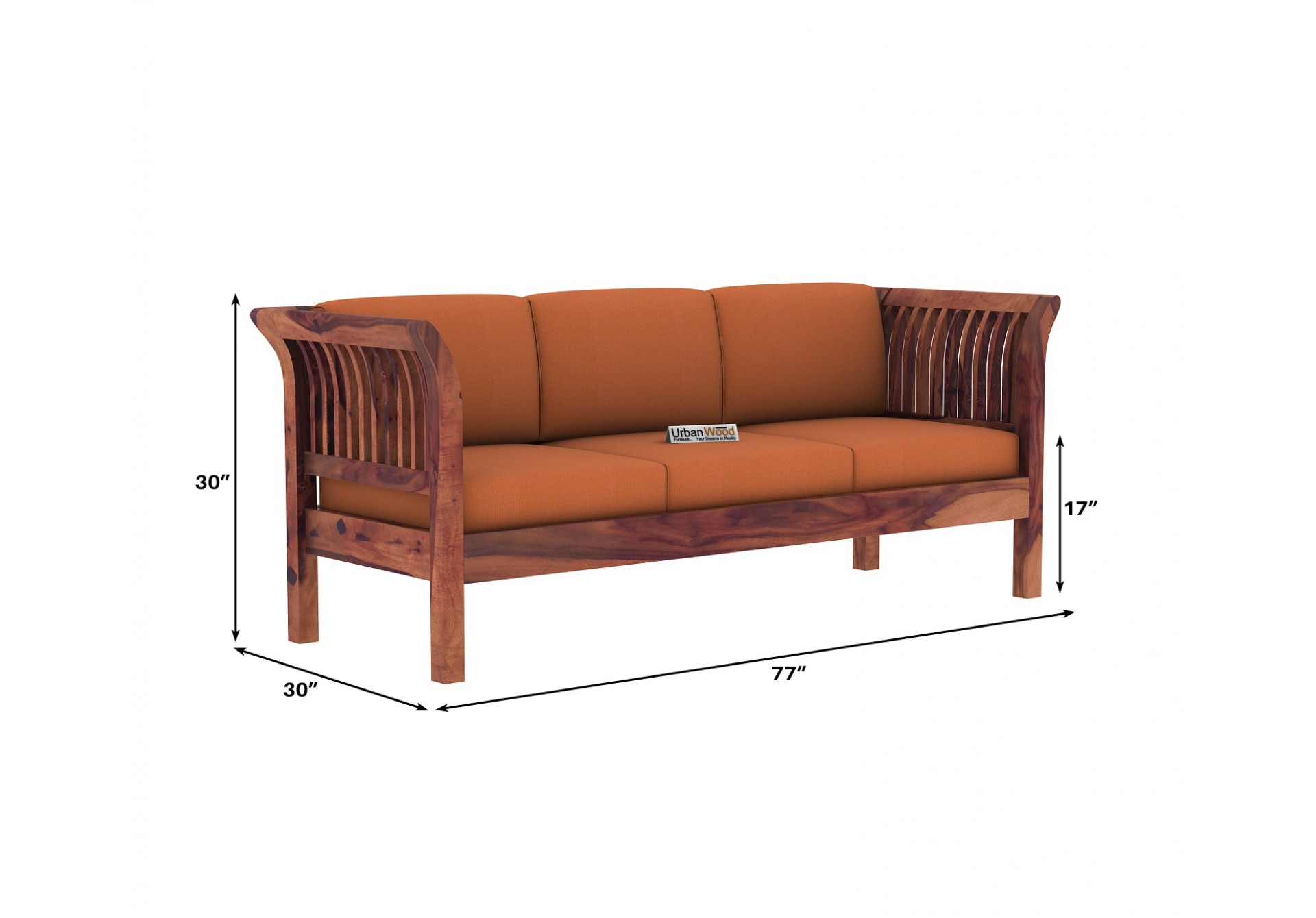 Crispin 3+1+1 Seater Wooden Sofa Set ( Teak Finish )