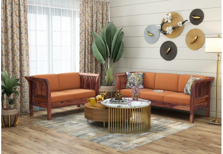 Crispin 3+2 Seater Wooden Sofa Set ( Teak Finish )