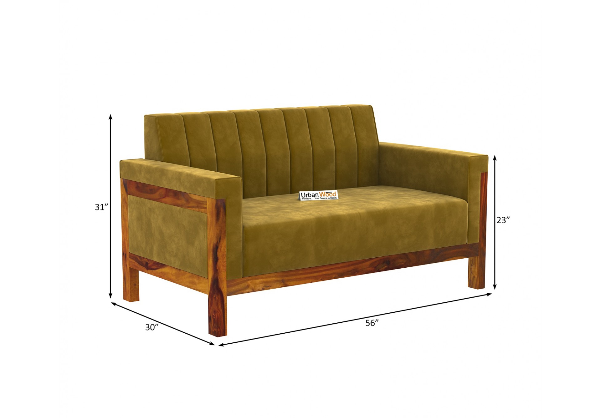 Ethan 2 Seater Wooden Sofa ( Honey Finish )