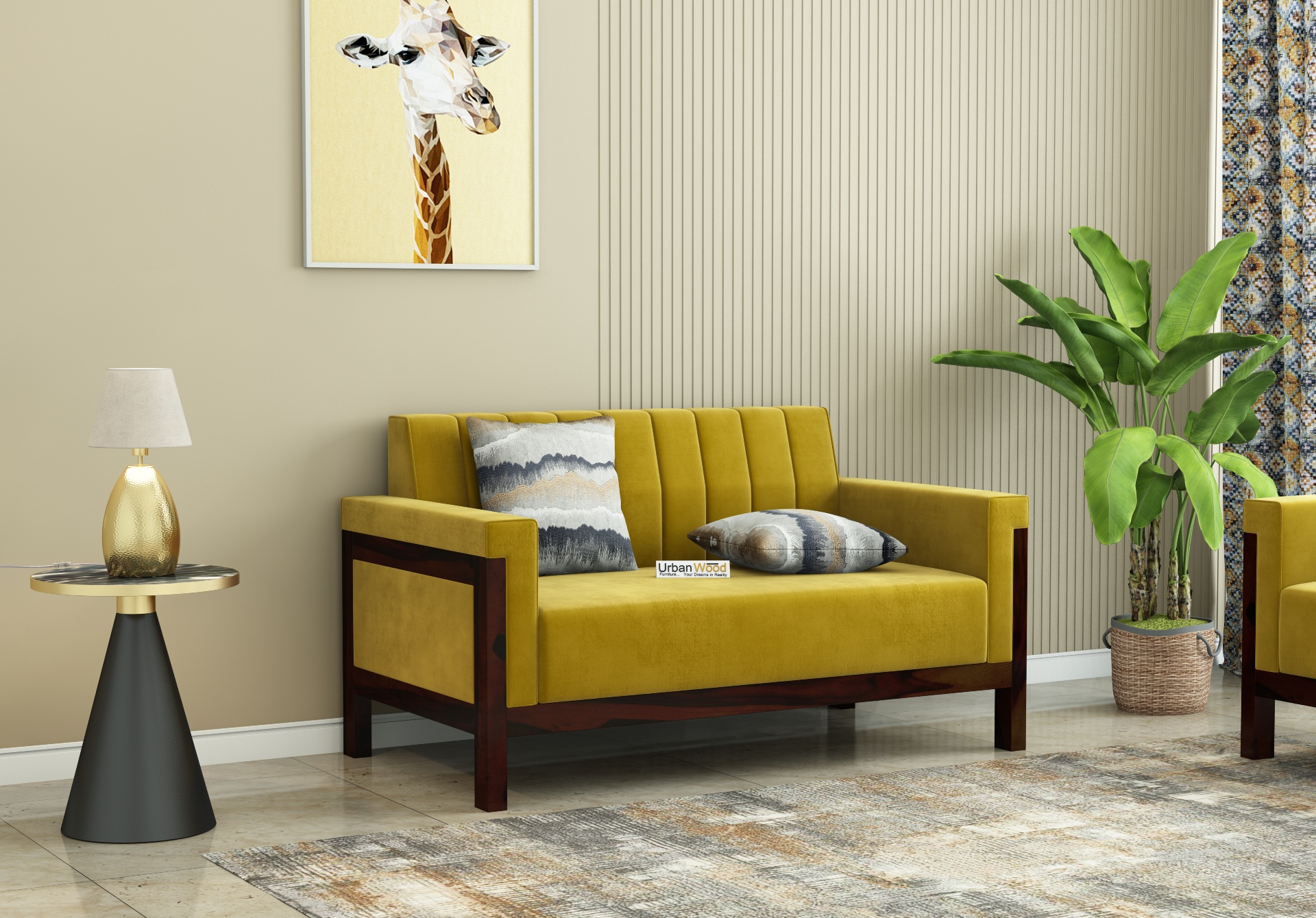 Ethan 2+1+1 Seater Wooden Sofa Set ( Walnut Finish )