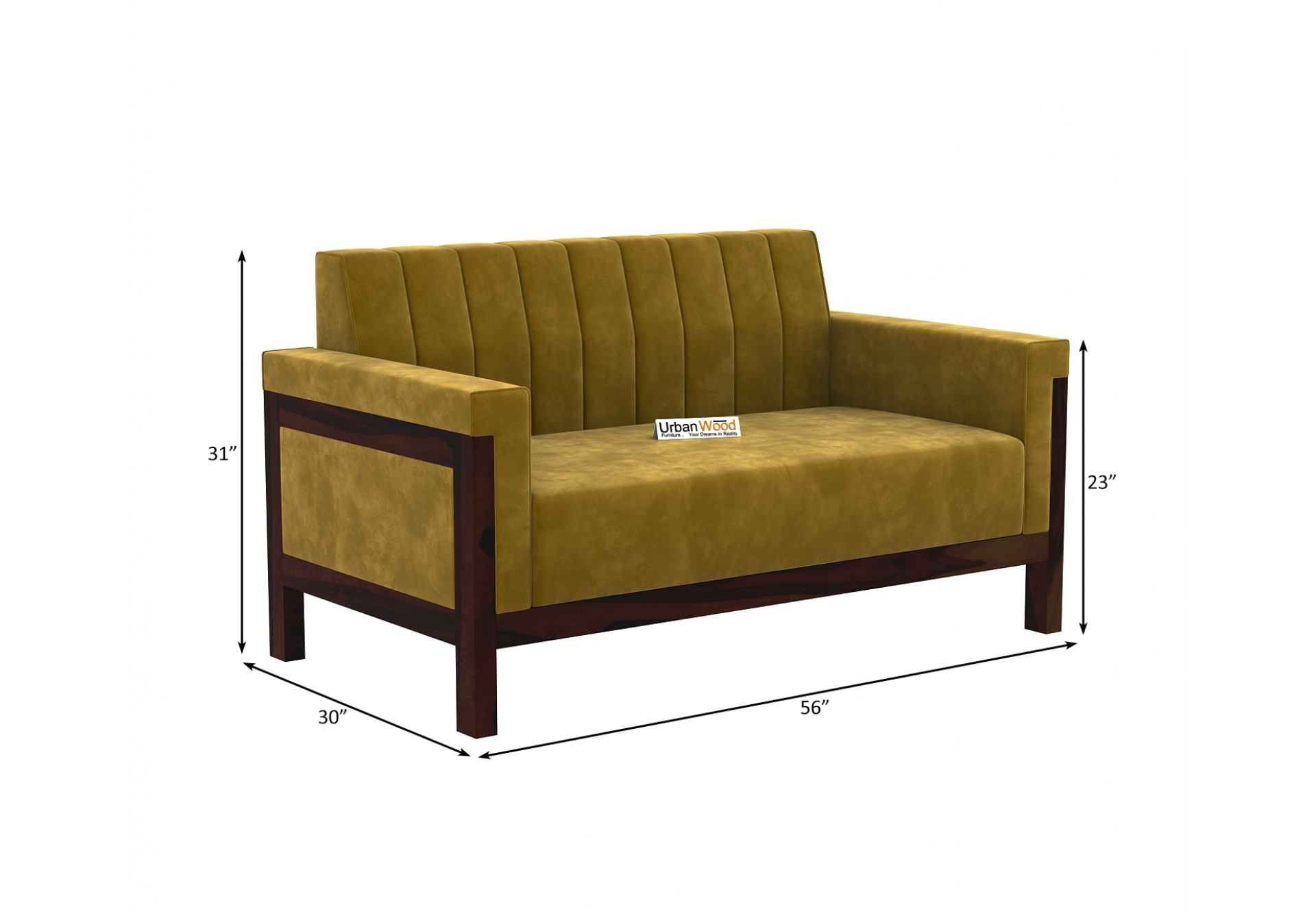 Ethan 3+2 Seater Wooden Sofa Set ( Walnut Finish )
