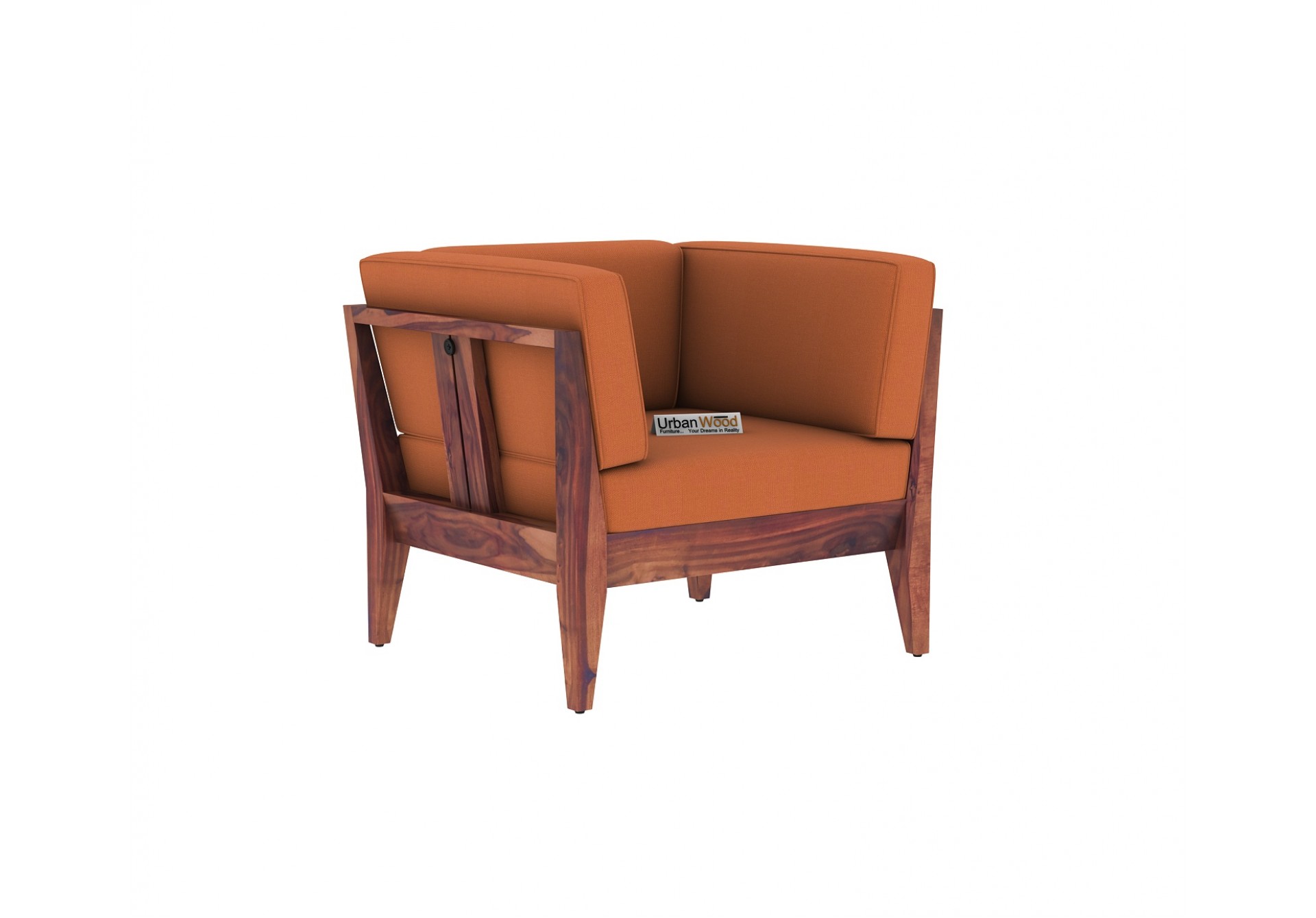 Grey Space 1 Seater Wooden Sofa ( Teak Finish )