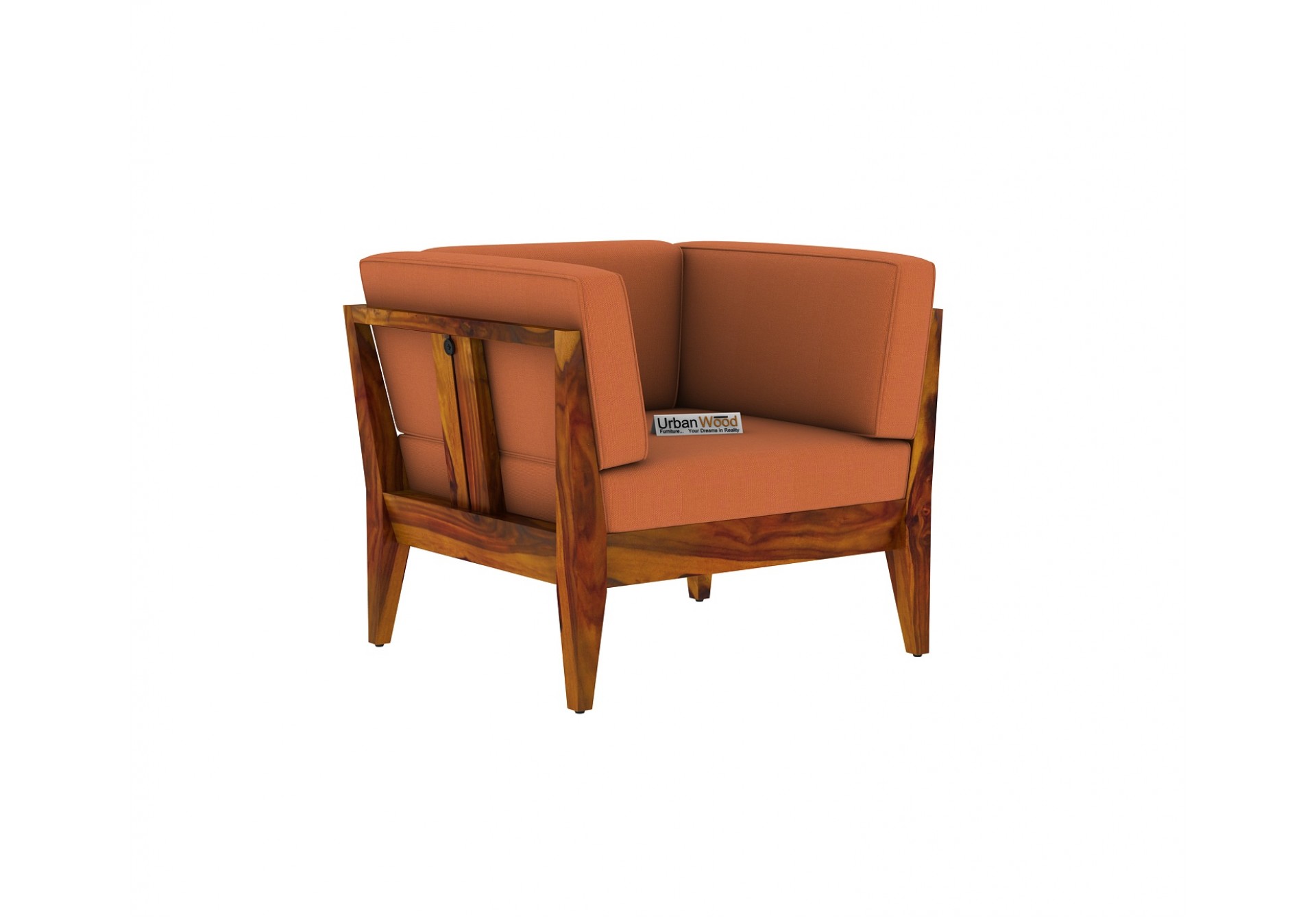 Grey Space 2+1+1 Seater Wooden Sofa Set ( Honey Finish )